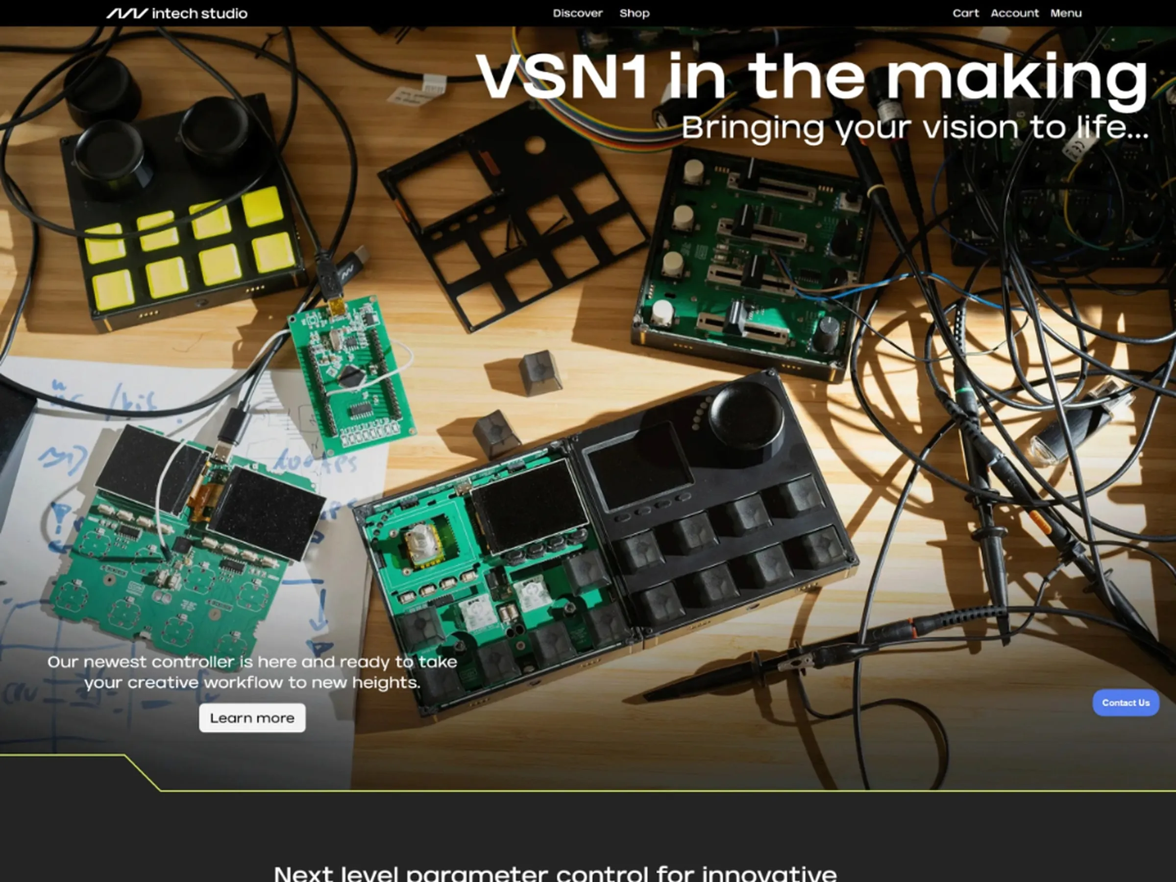 VSN1 landing page hero, the previous site against the new design: before