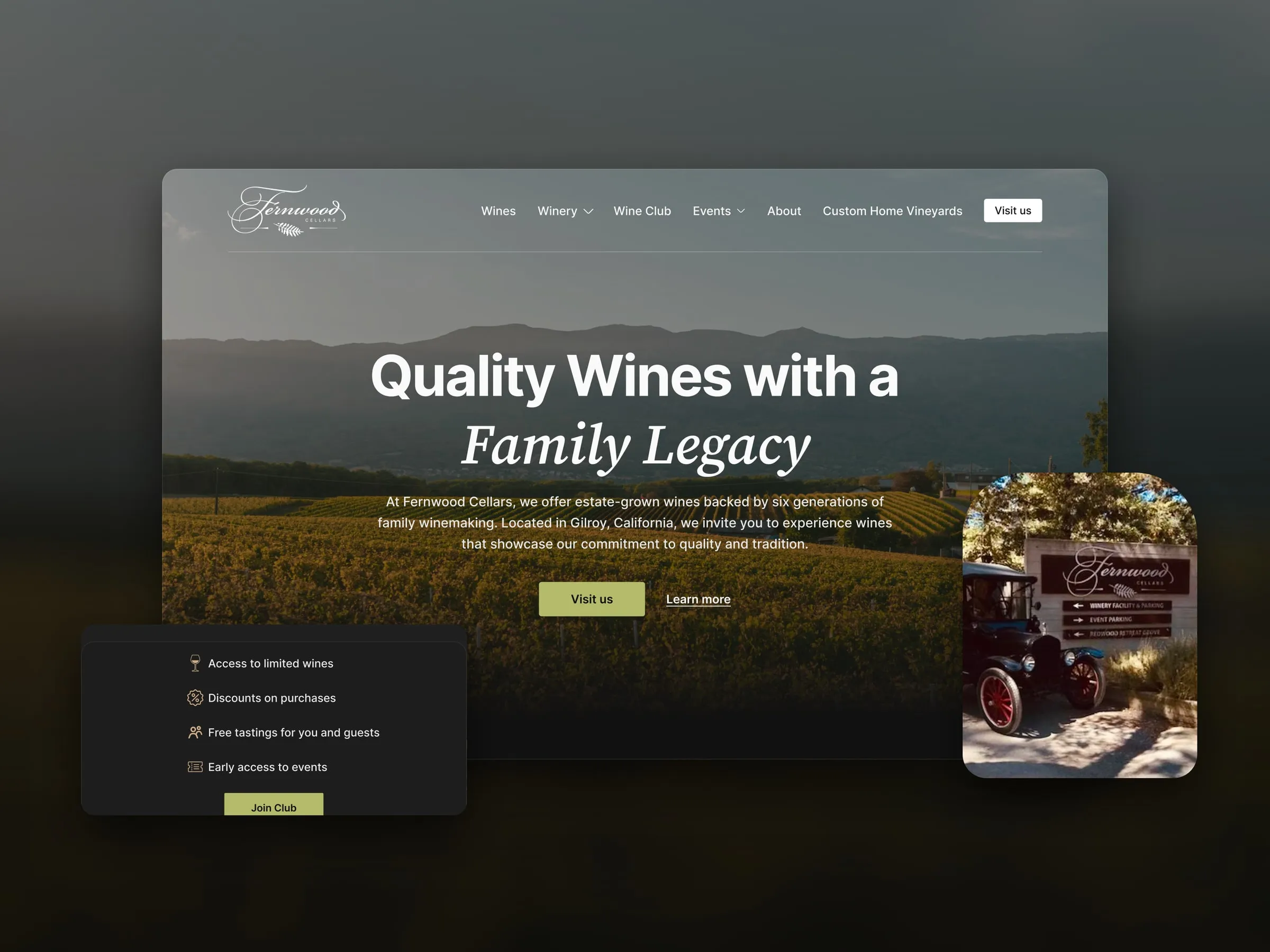 Fernwood Cellars homepage hero