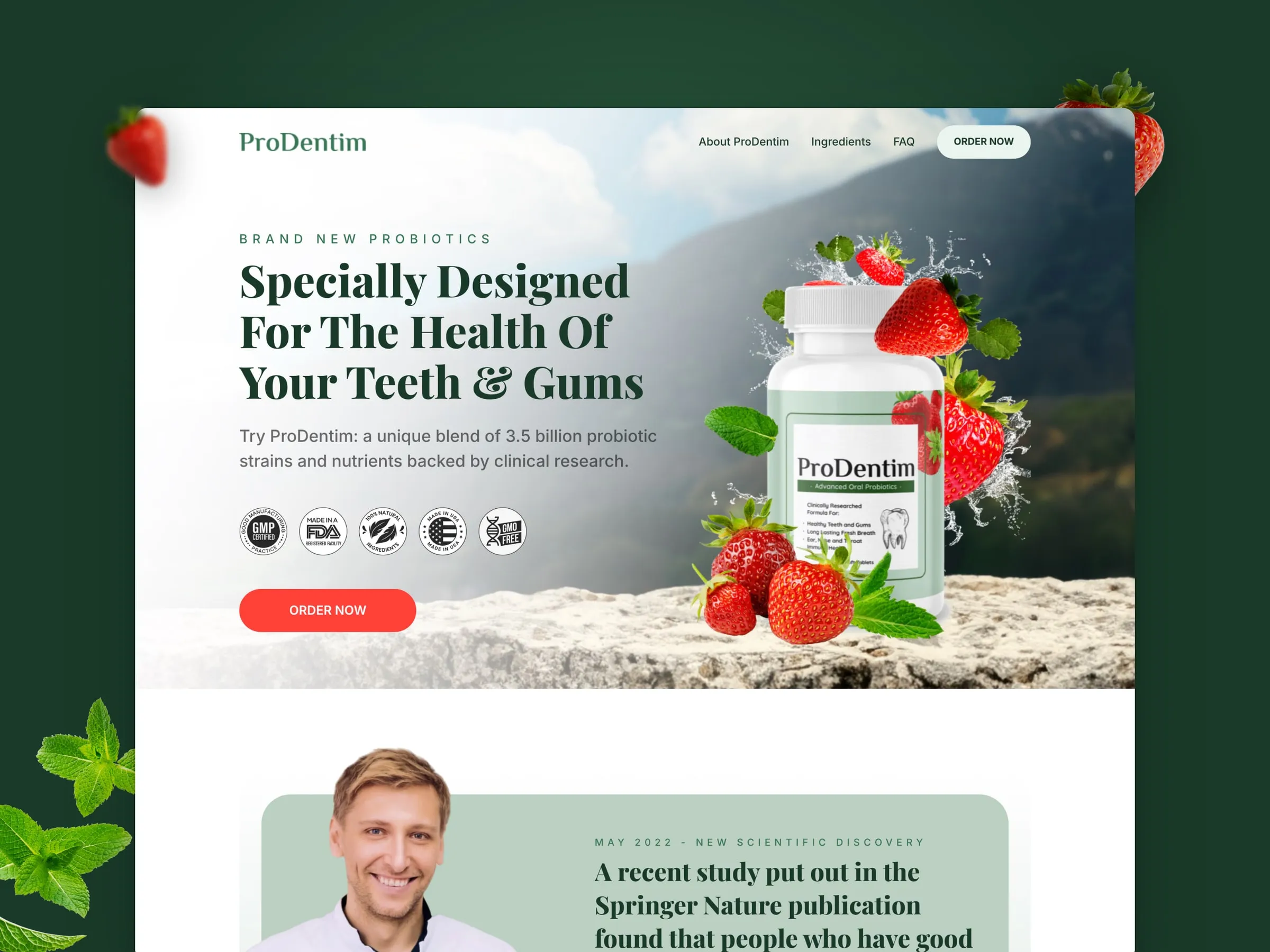 ProDentim landing page hero