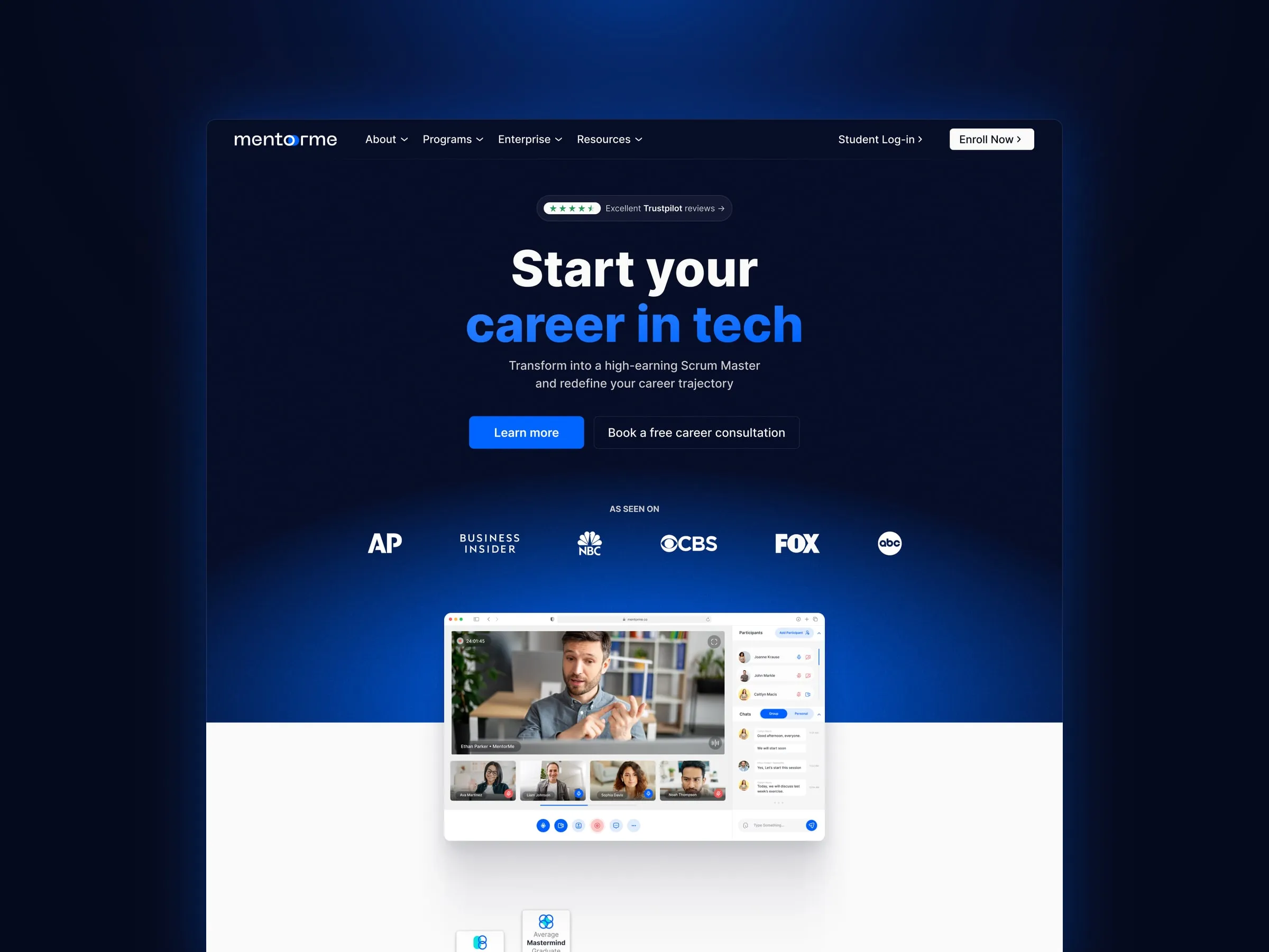 MentorMe homepage hero