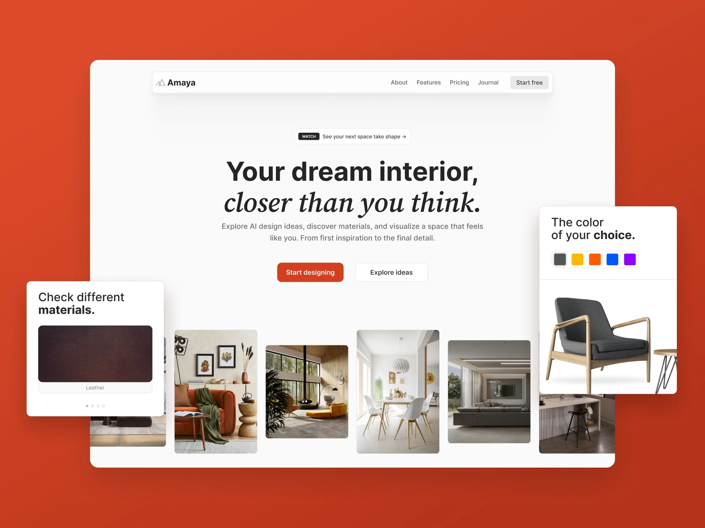 Amaya homepage hero