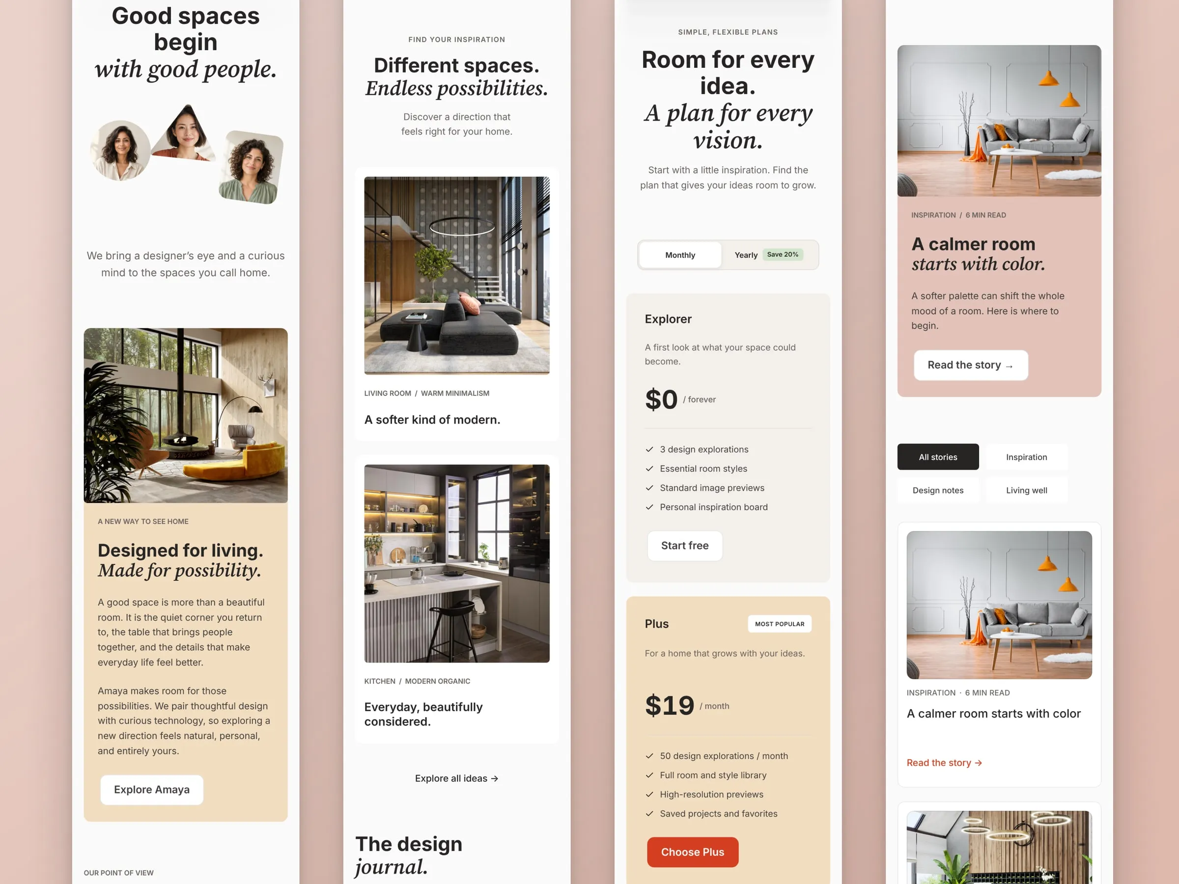 Amaya mobile pages in full scroll