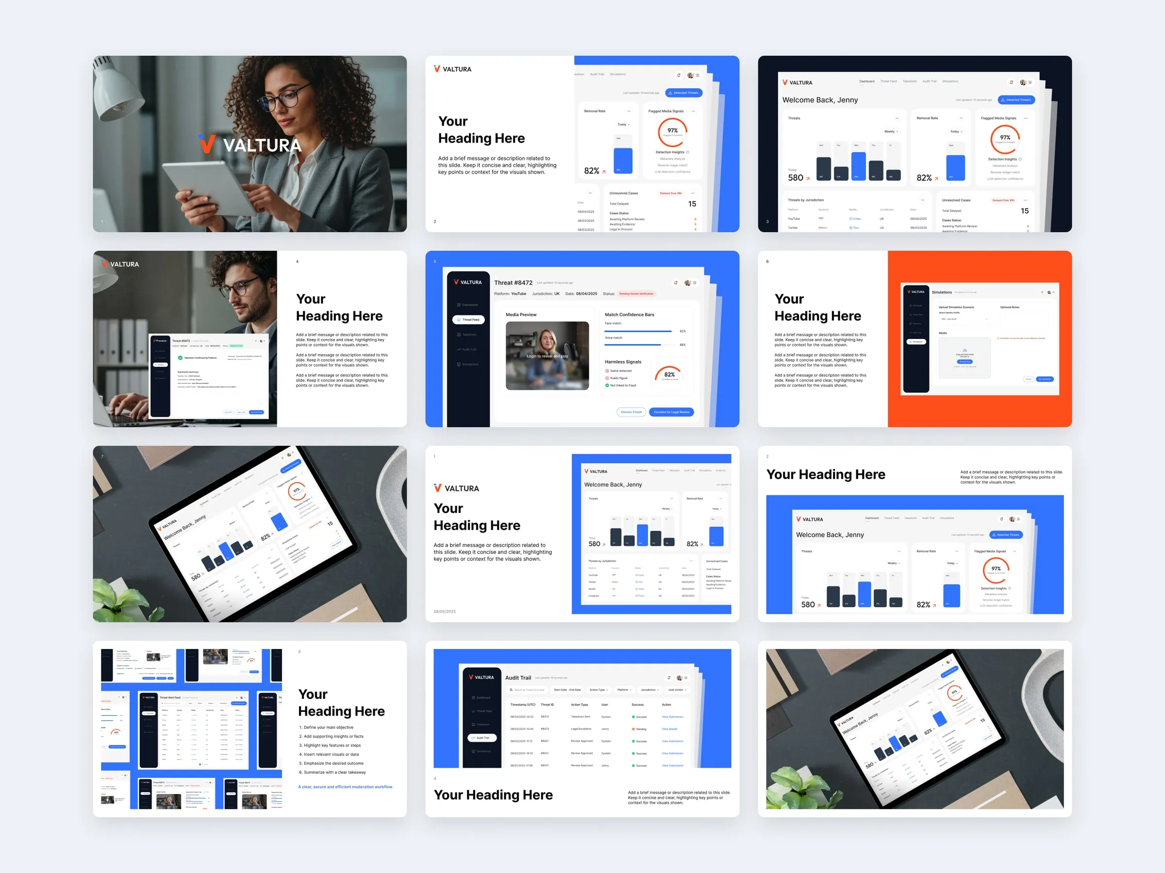 Overview of the Valtura pitch deck slides