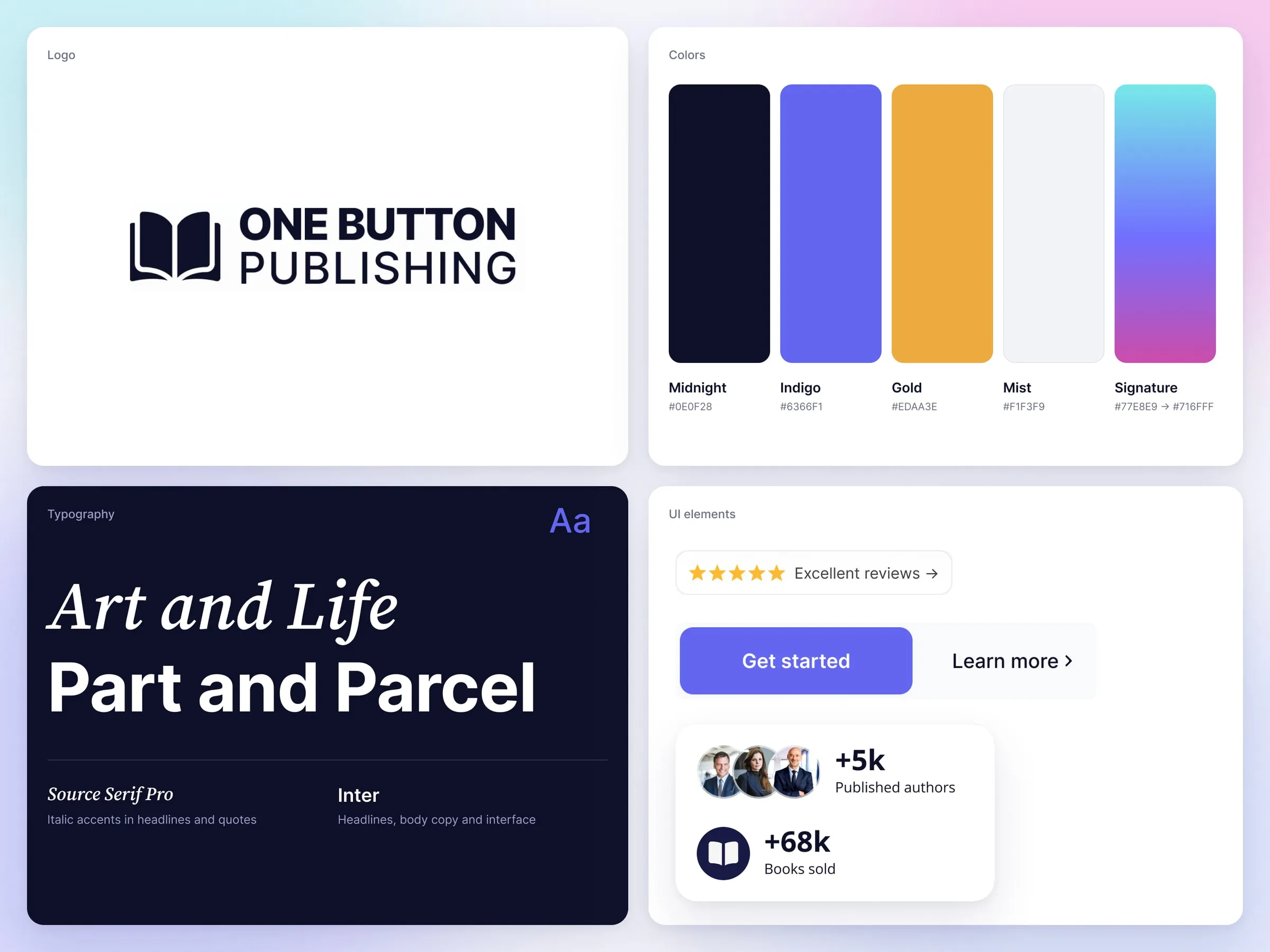 One Button Publishing brand details, type and colors