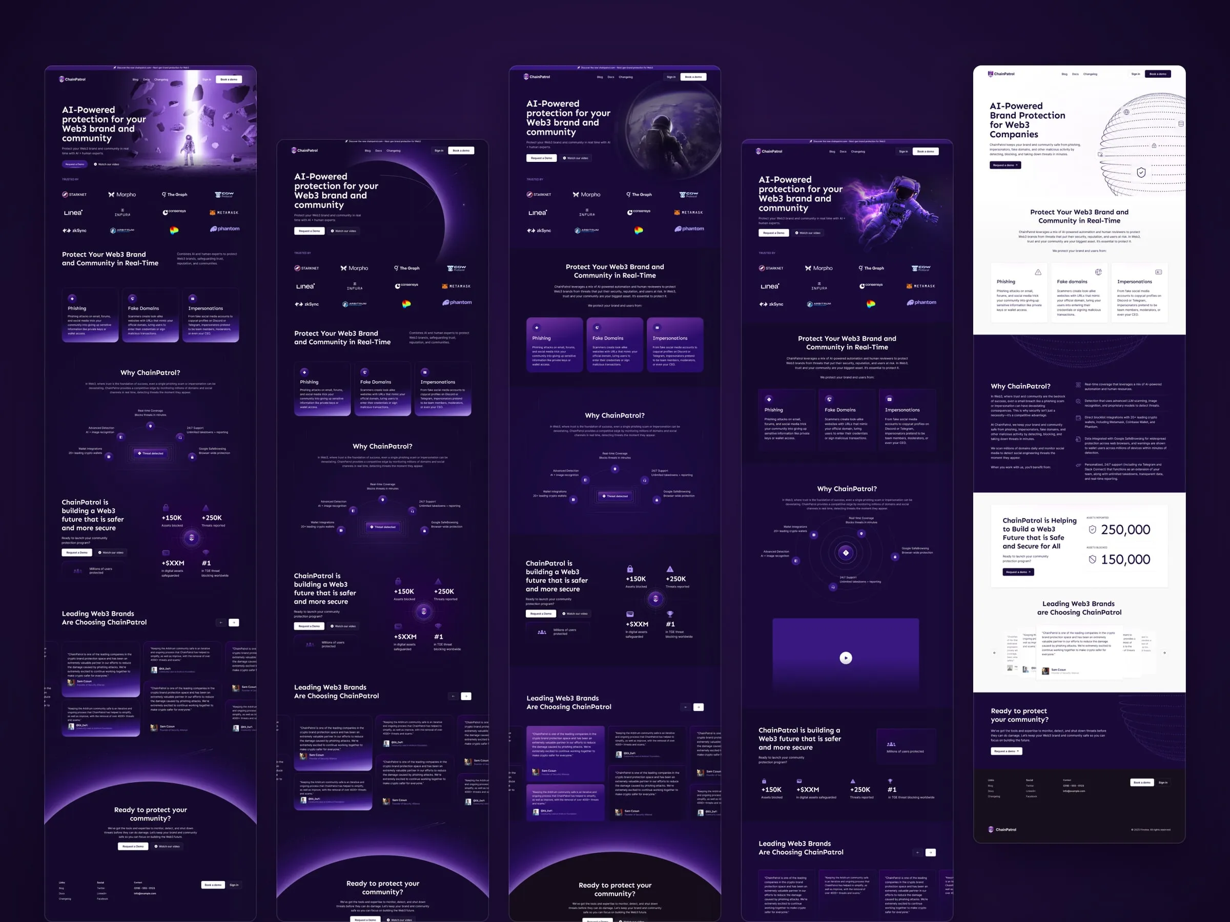 ChainPatrol homepage explorations in several visual directions