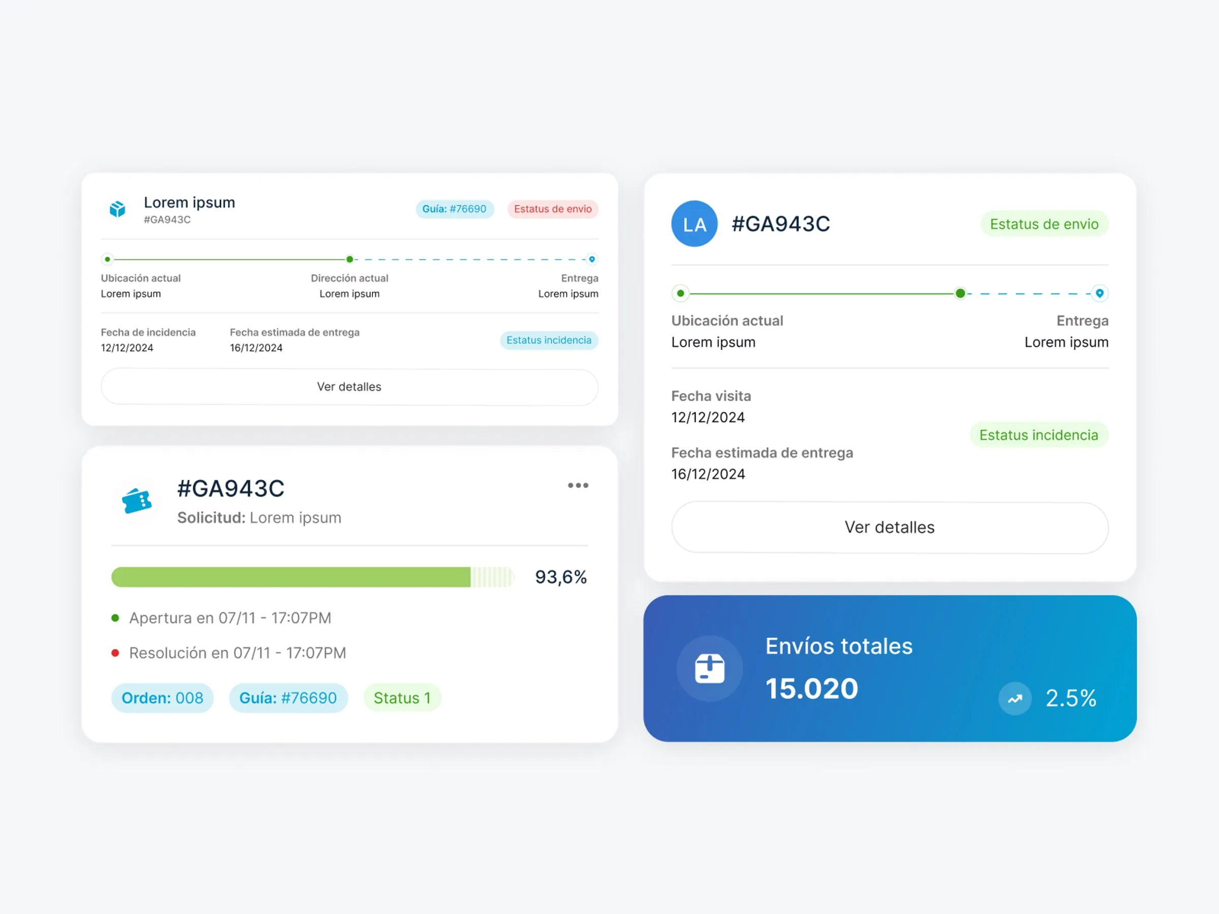 Envioclick shipment tracking cards