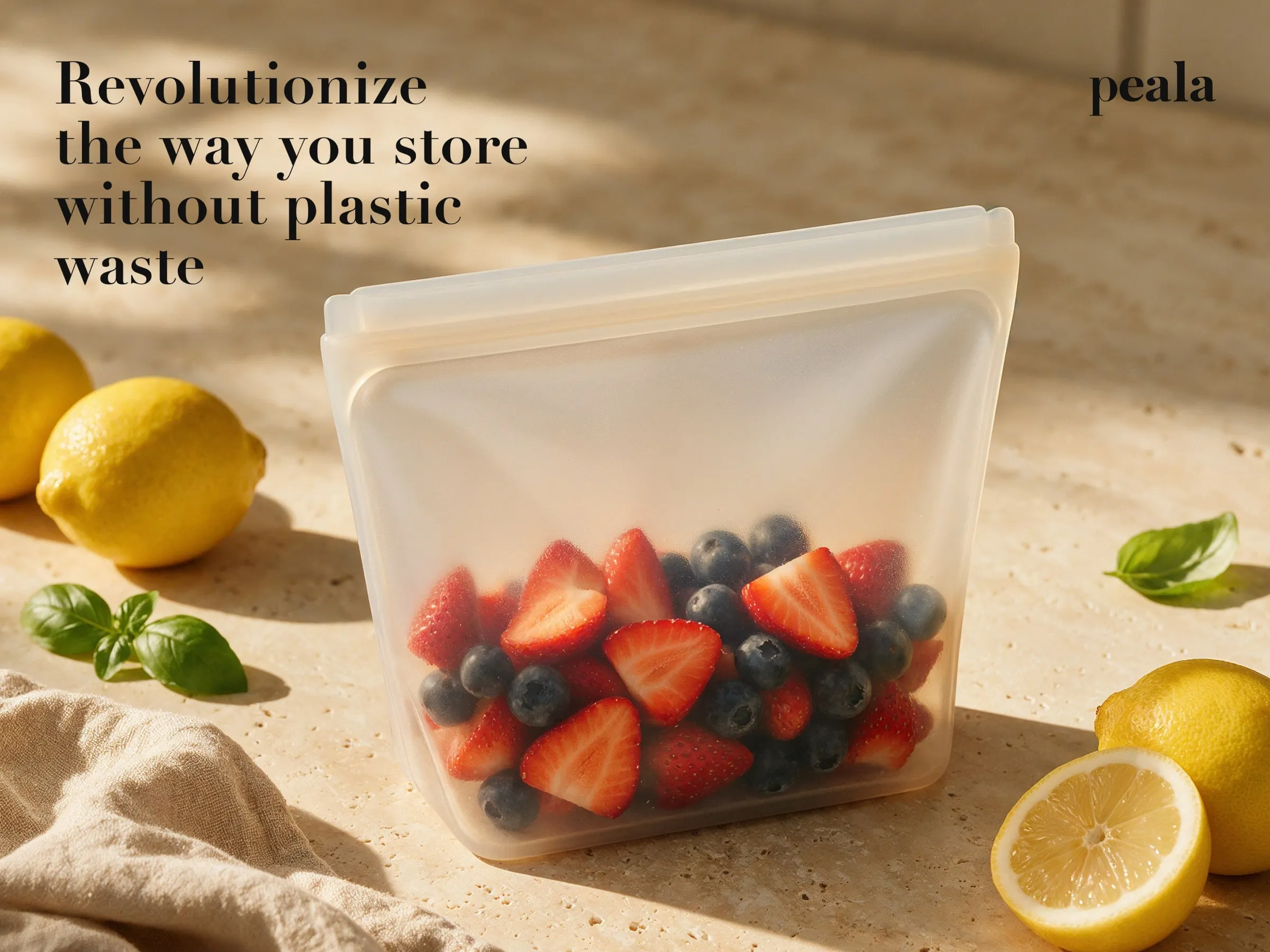 Peala creative artwork with silicone bags