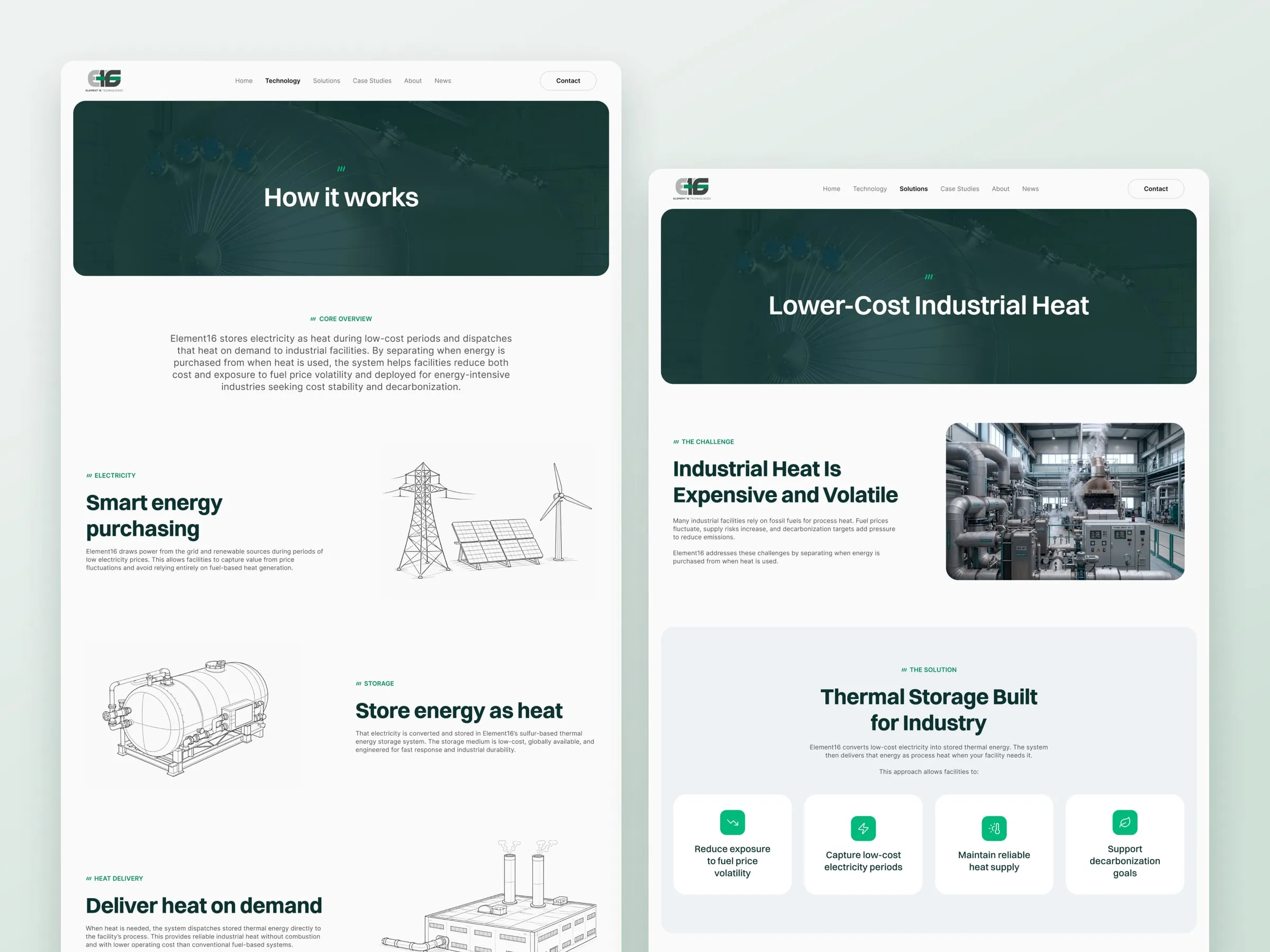 Element 16 technology and solutions pages