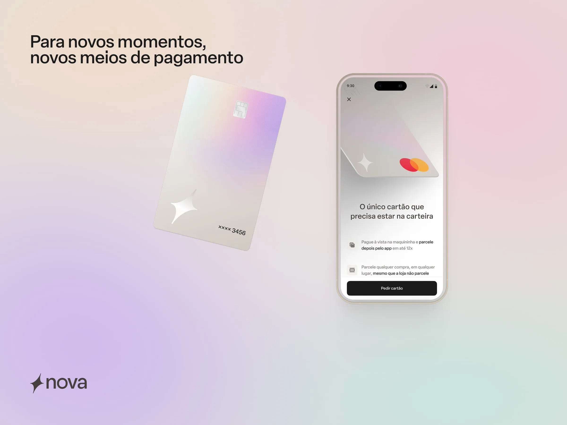 Nova creative artwork with the iridescent card