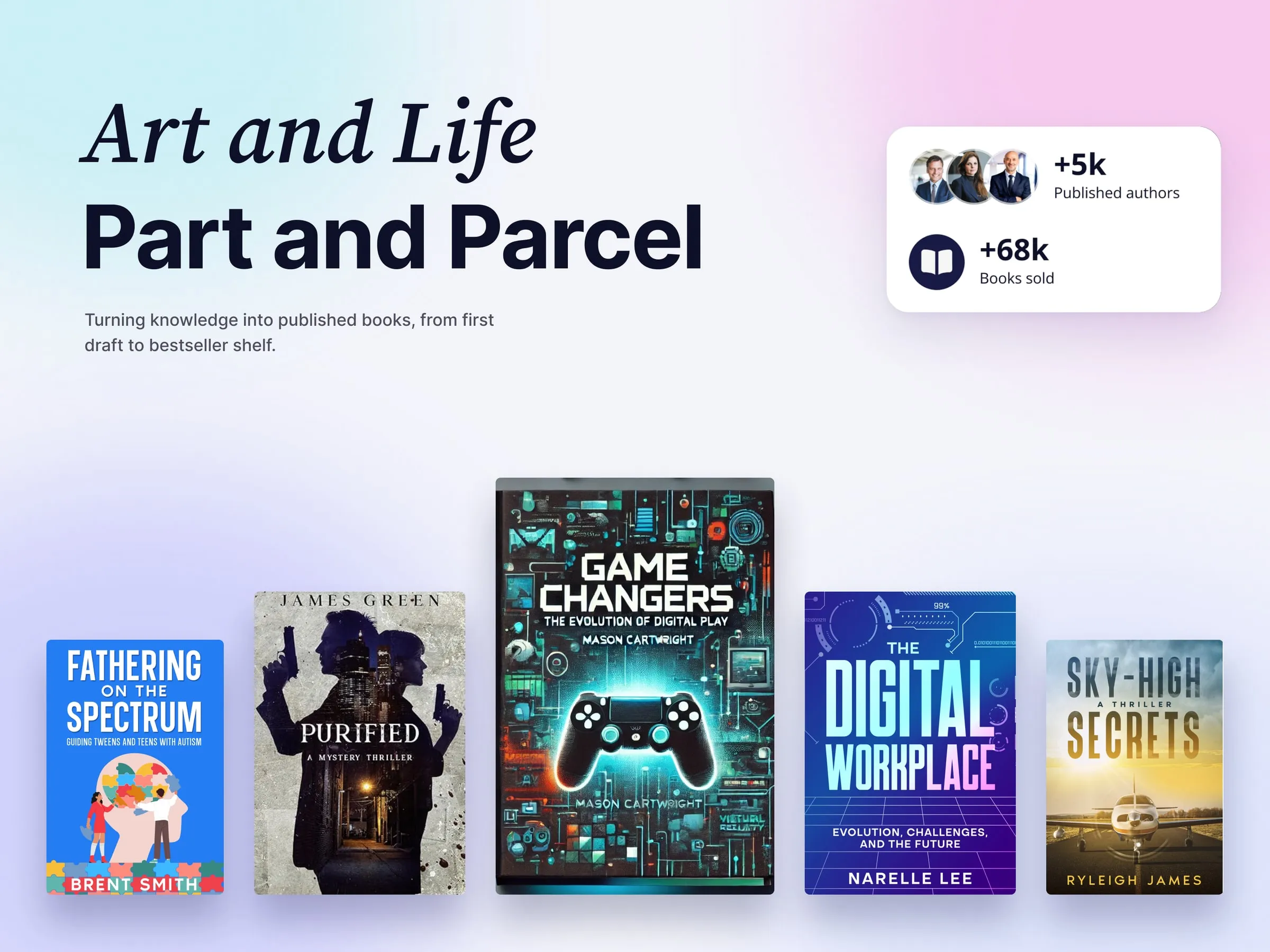 One Button Publishing creative artwork with book covers