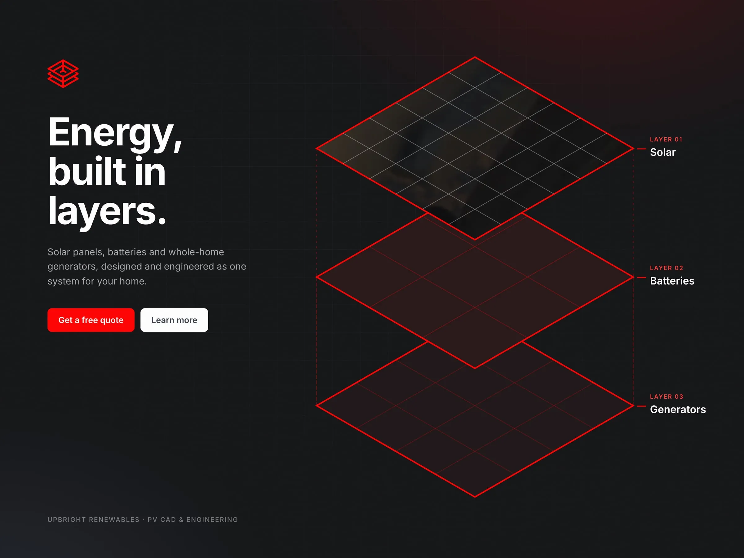 "Energy, built in layers" artwork for UpBright Renewables