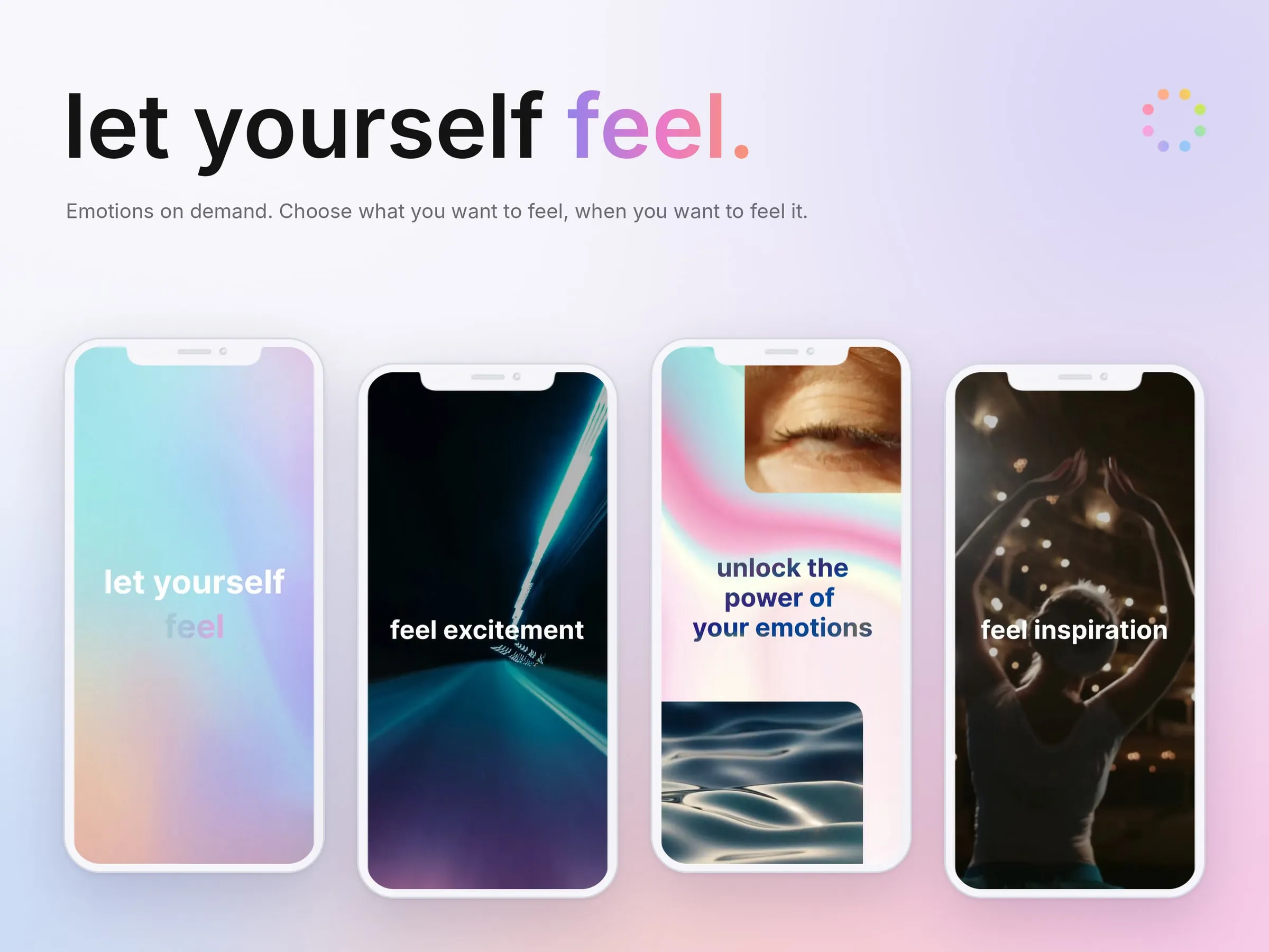Feel creative artwork with iridescent shapes