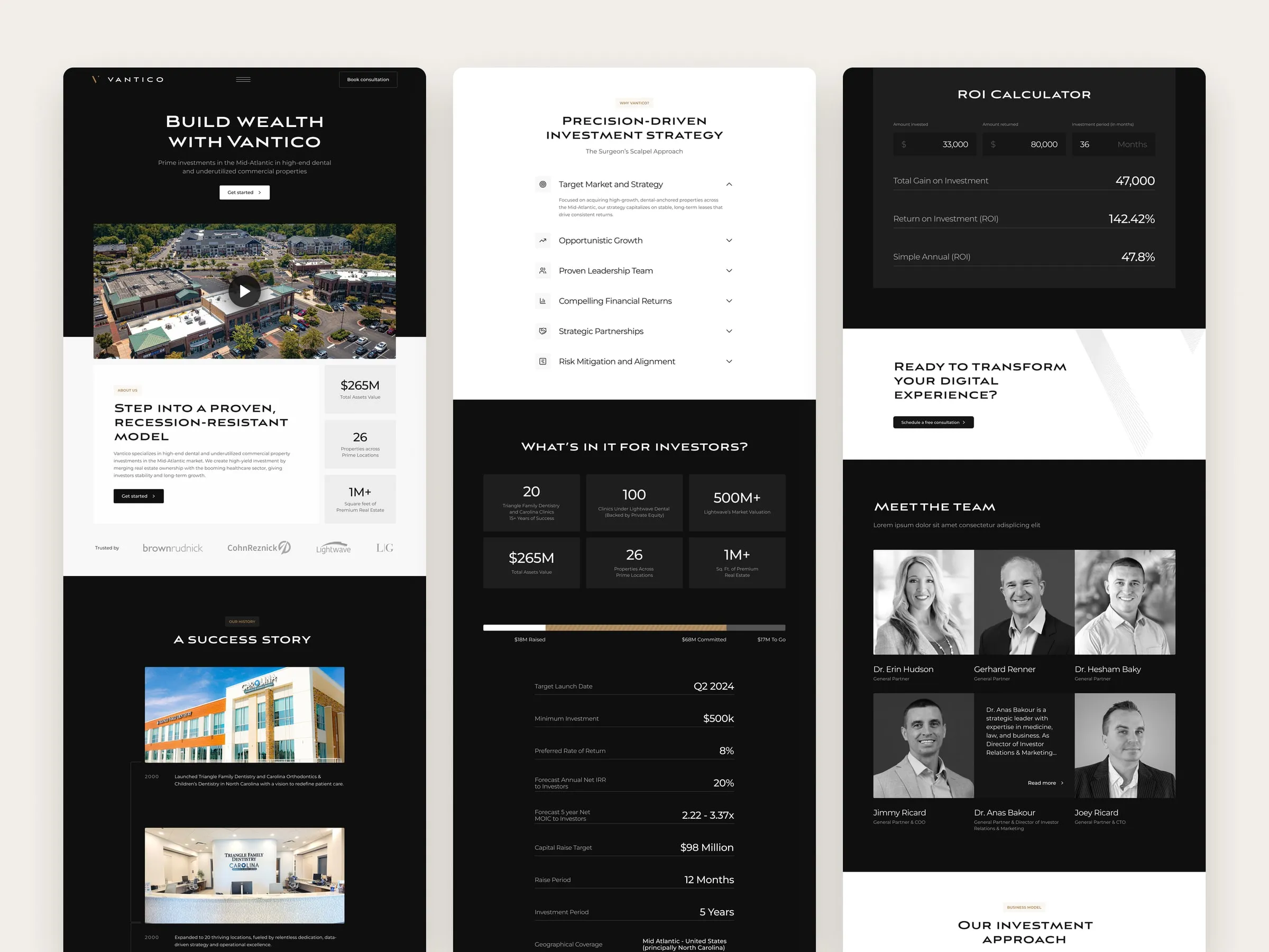 Vantico landing page in full