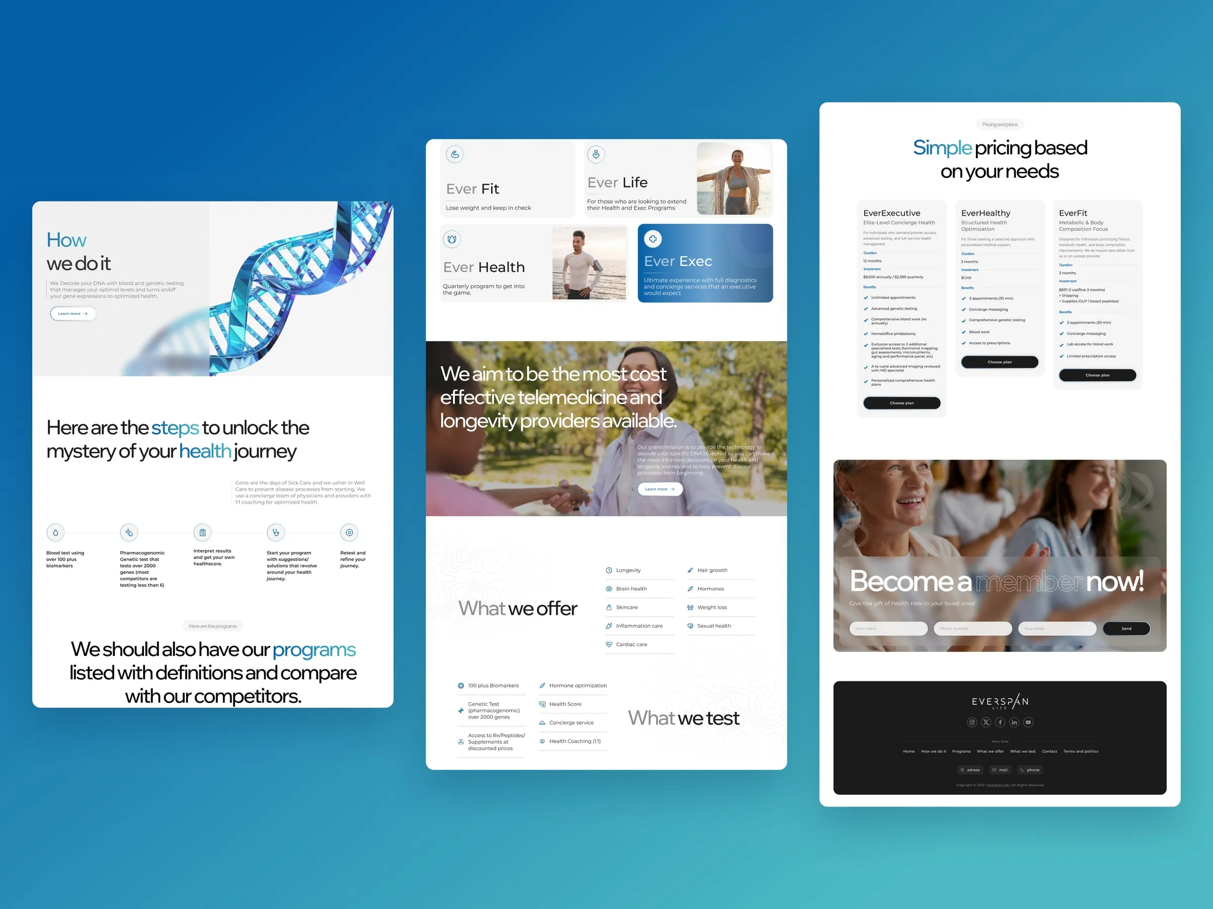 EverSpan Life homepage sections