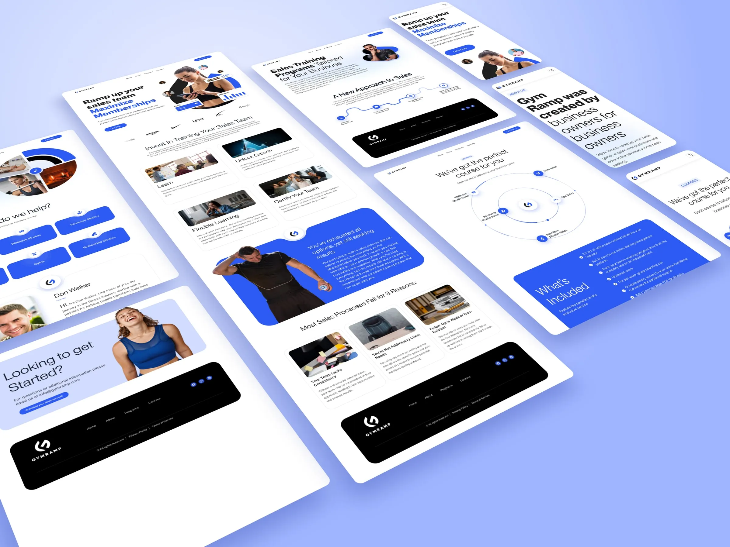 A wall of GymRamp pages