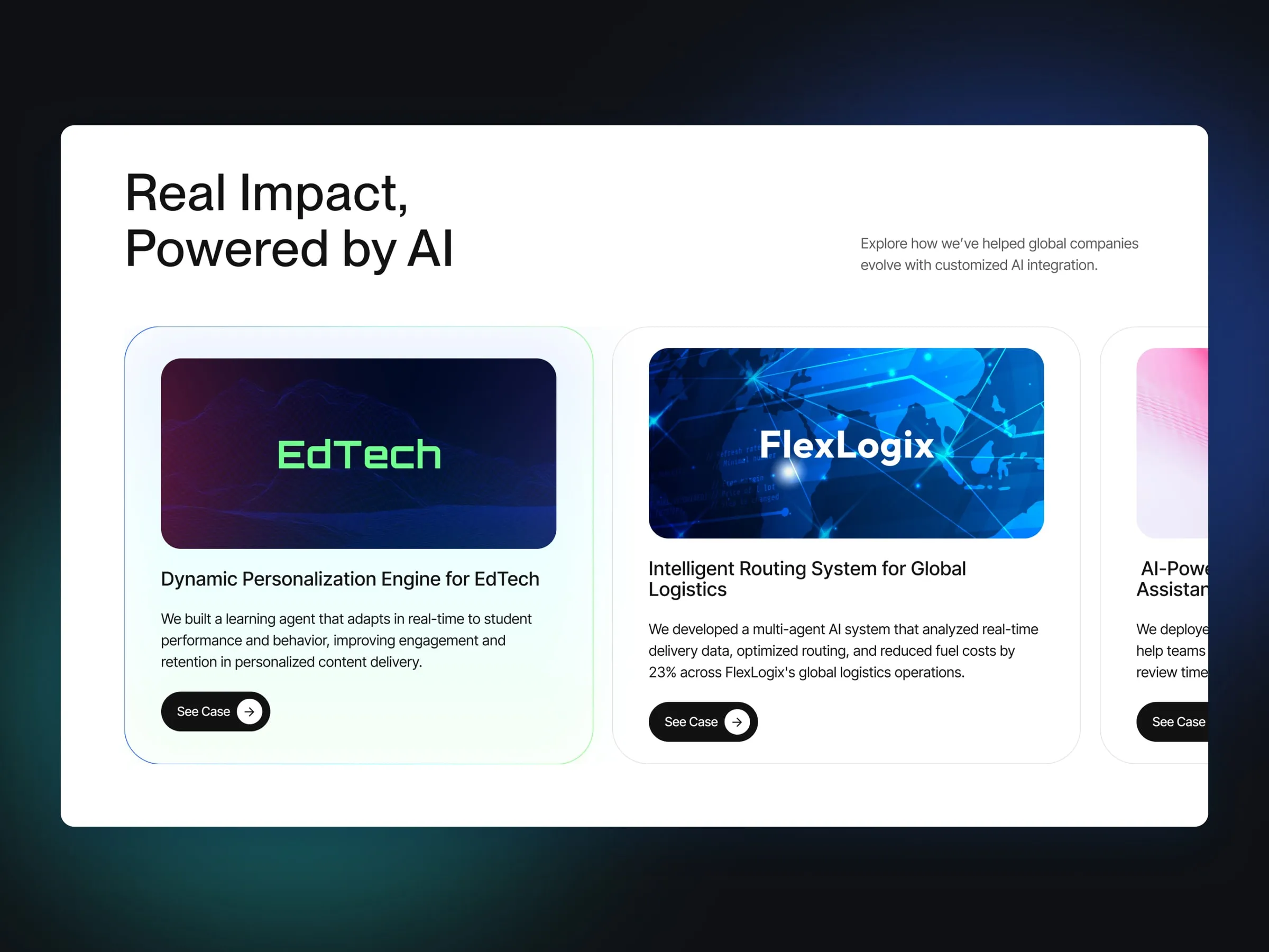 Anthropologic case study cards for EdTech and FlexLogix