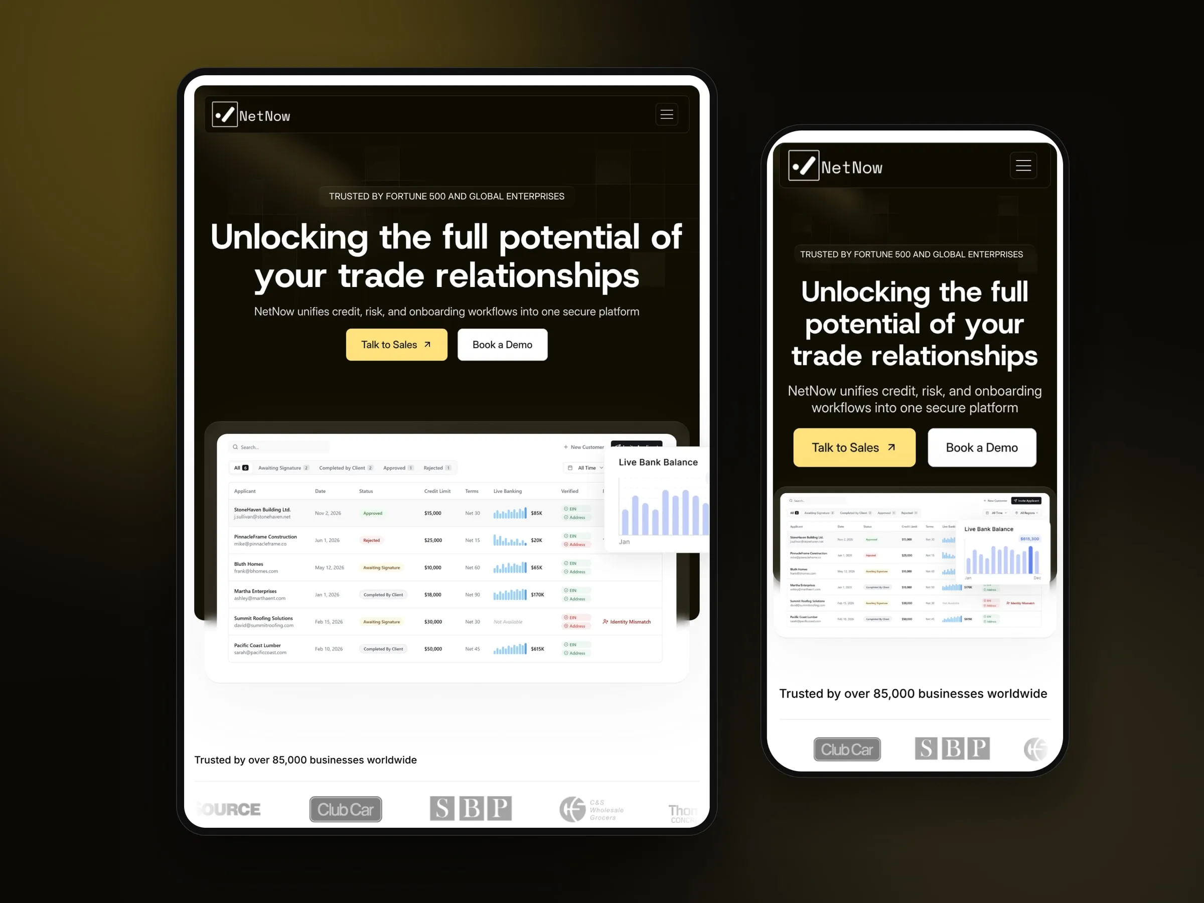 NetNow home page on tablet and mobile