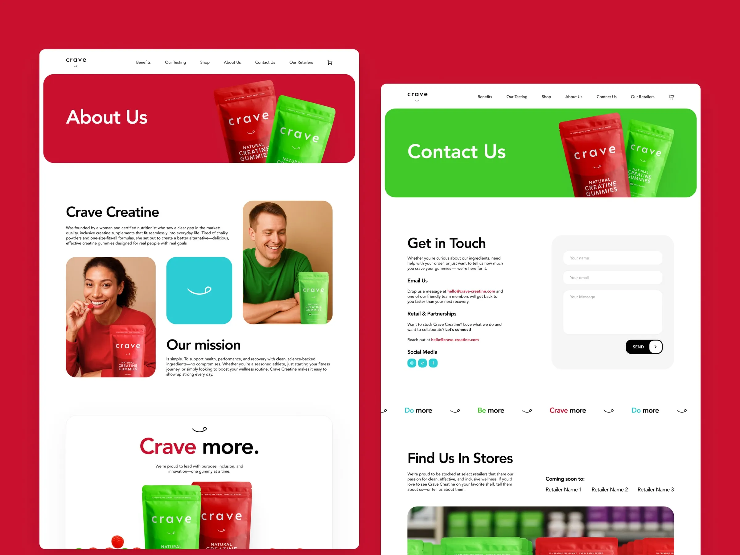 Crave about and contact pages