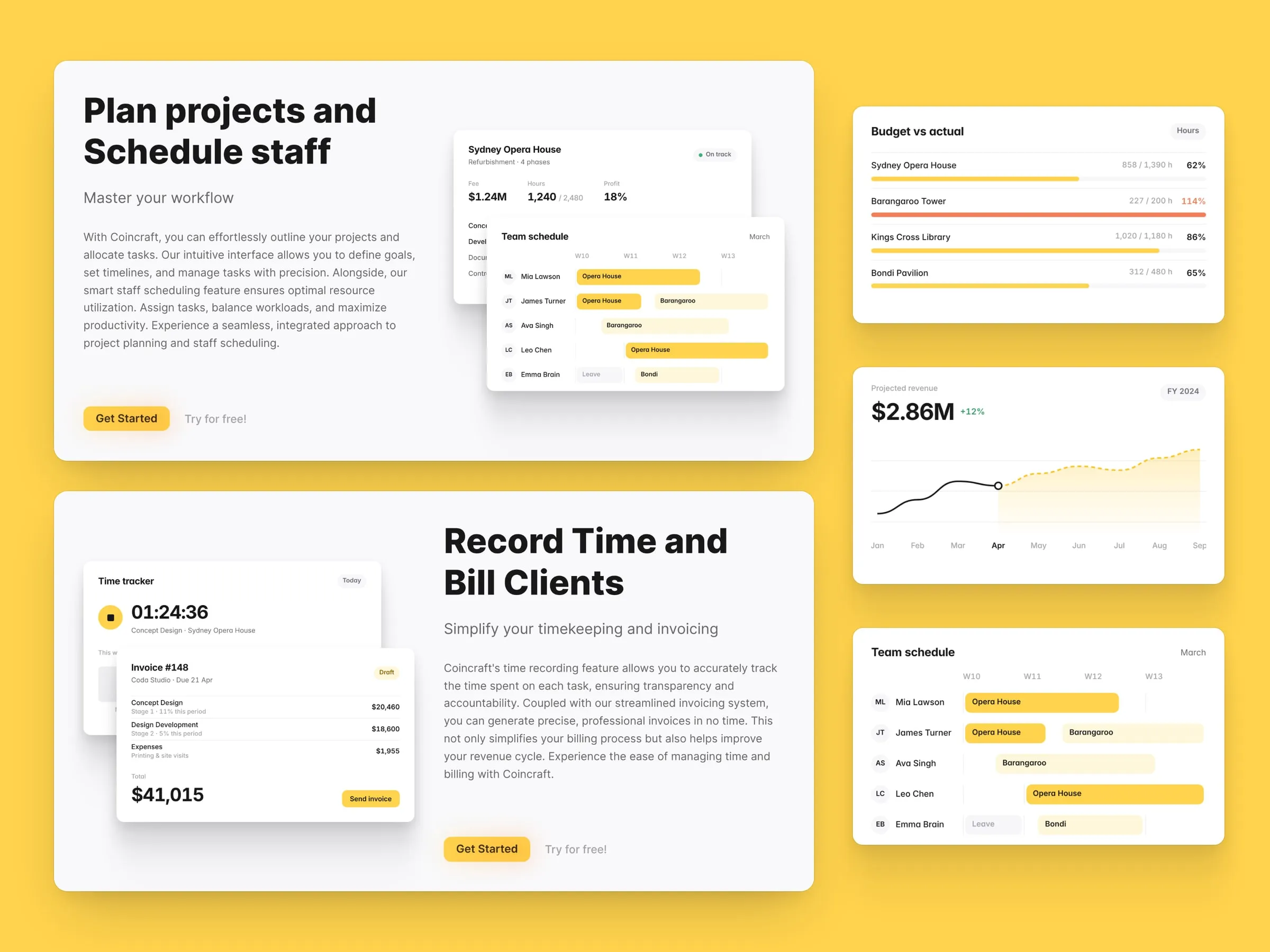 Coincraft homepage feature sections