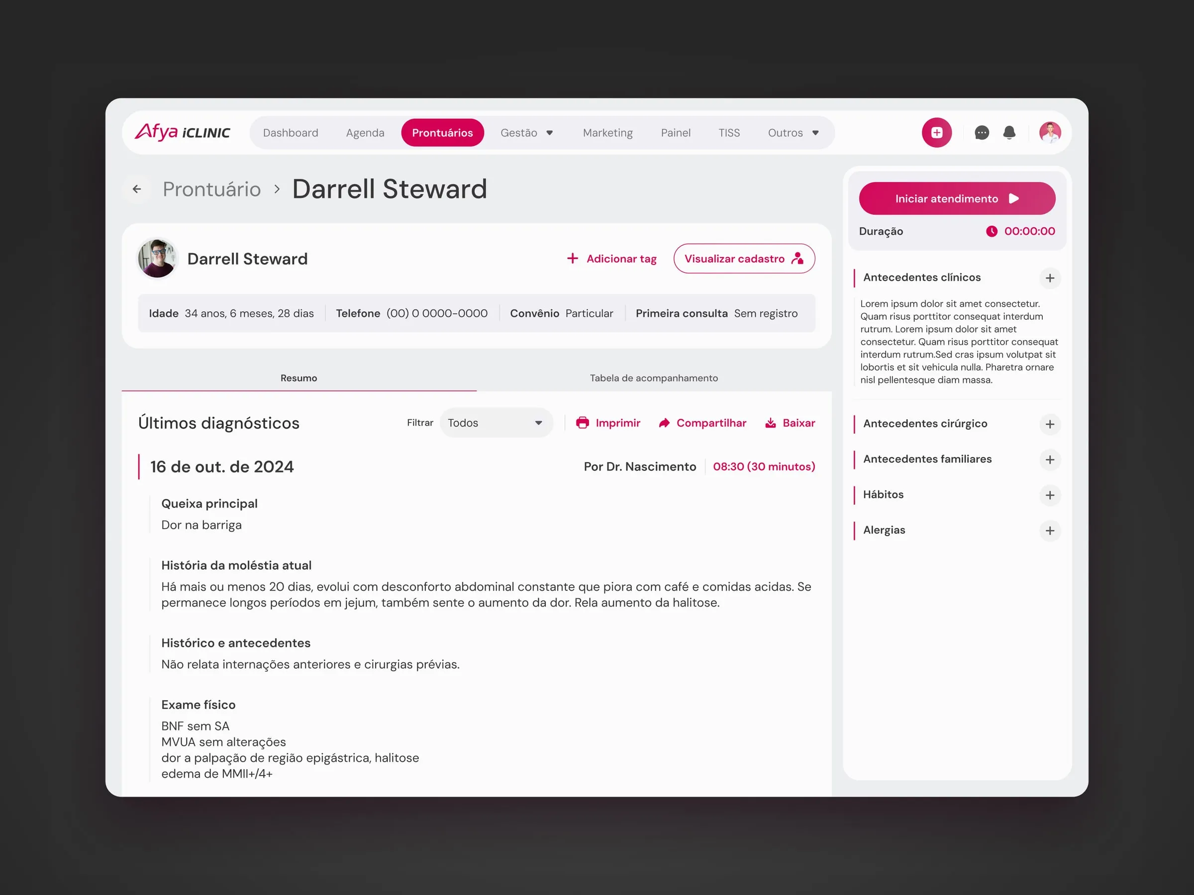 Afya iClinic patient record