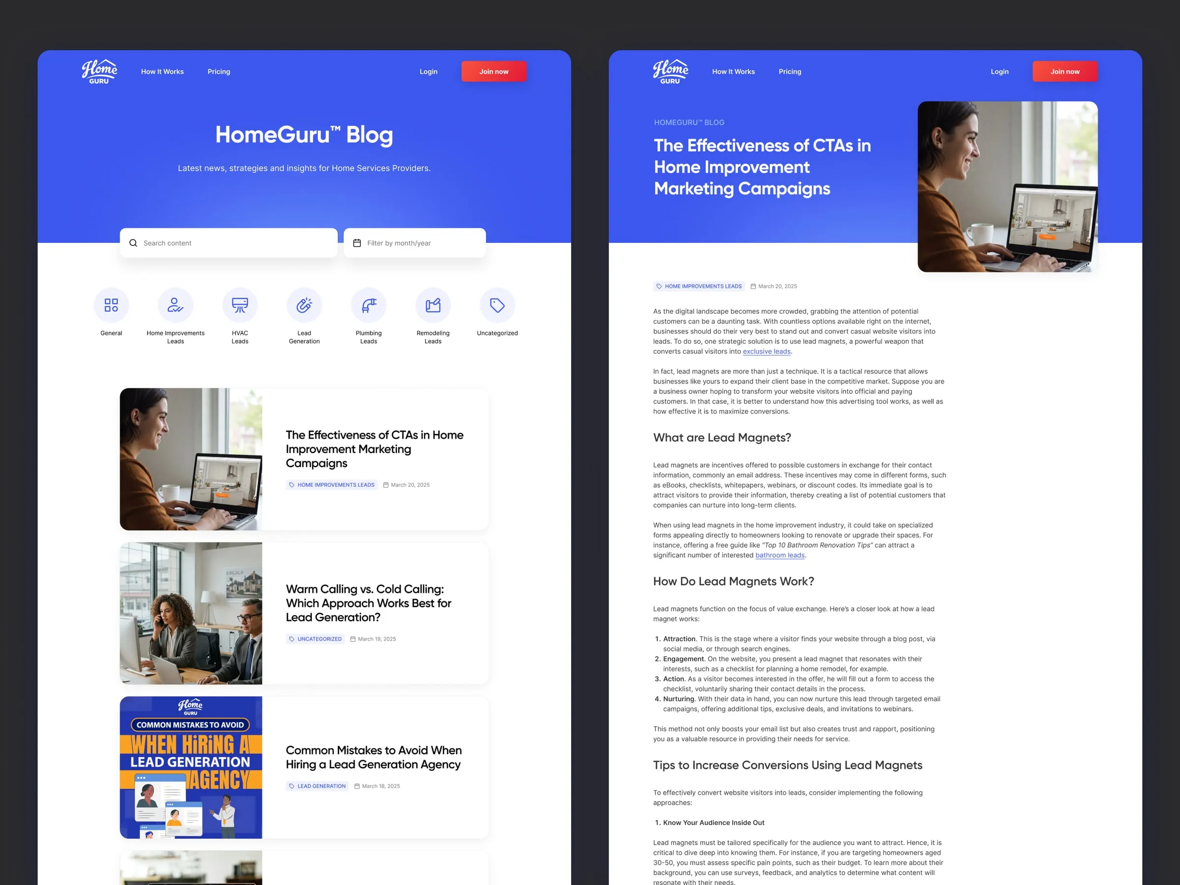 HomeGuru blog and article pages