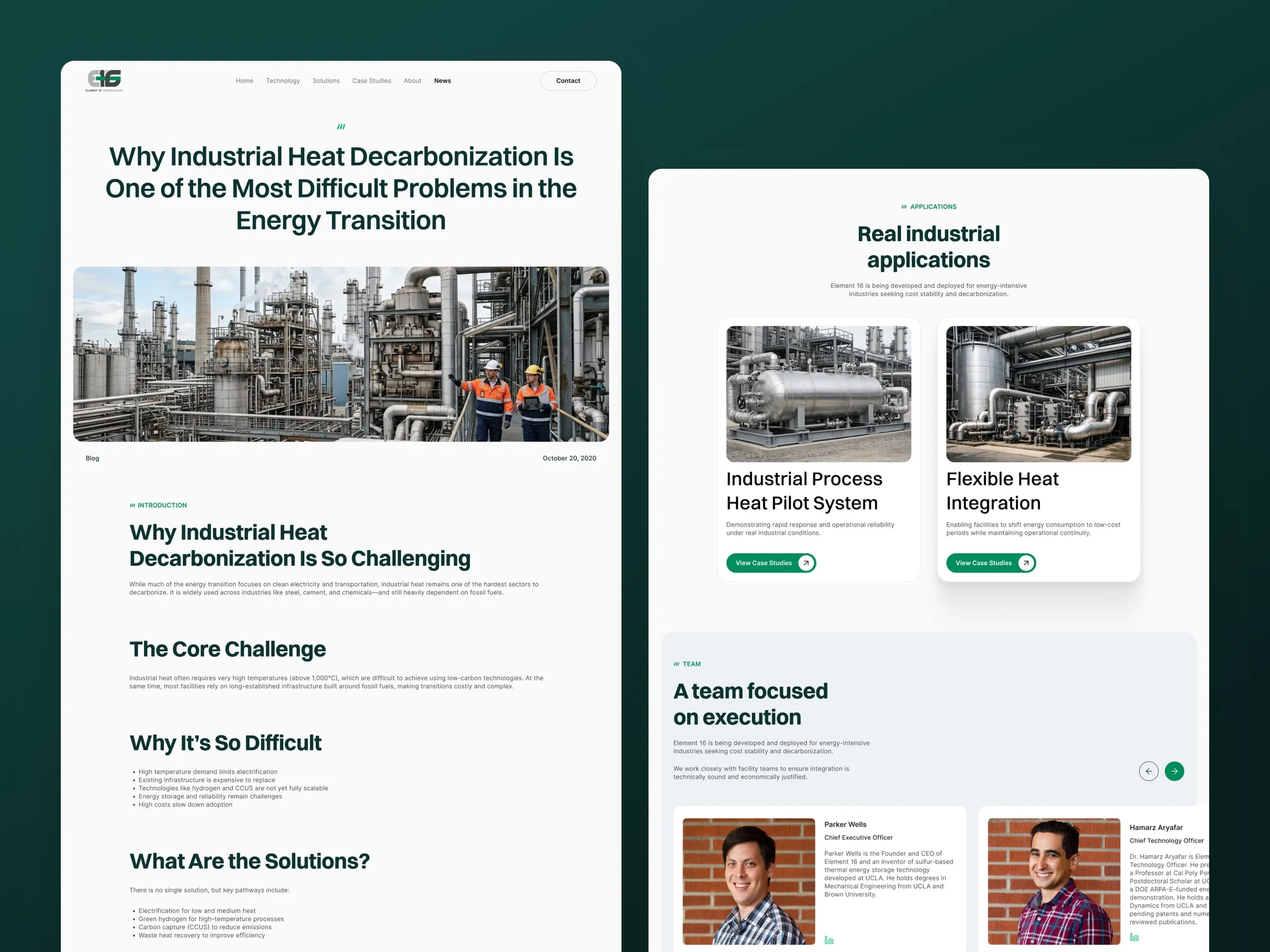 Element 16 article and applications pages
