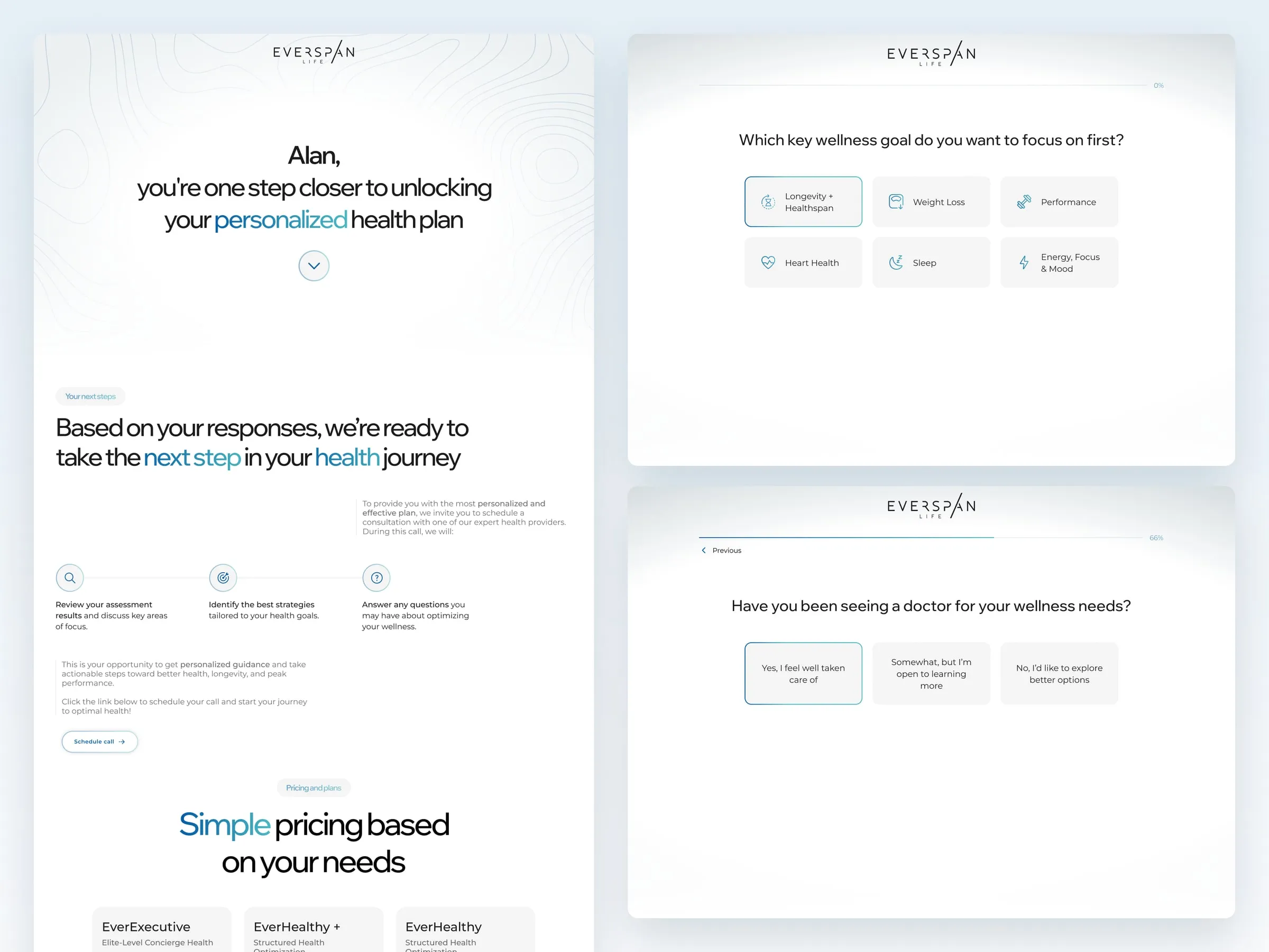 EverSpan Life quiz campaign landing page