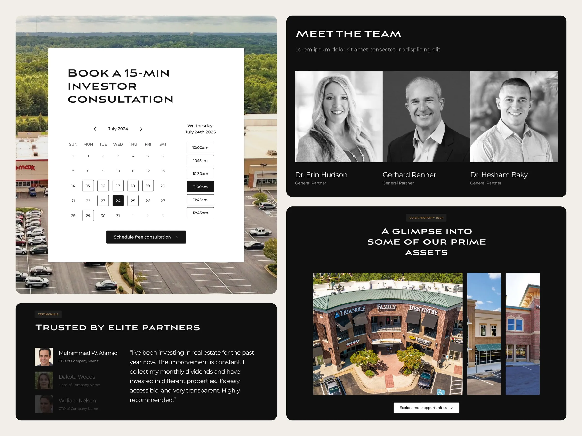 Vantico team and consultation booking sections