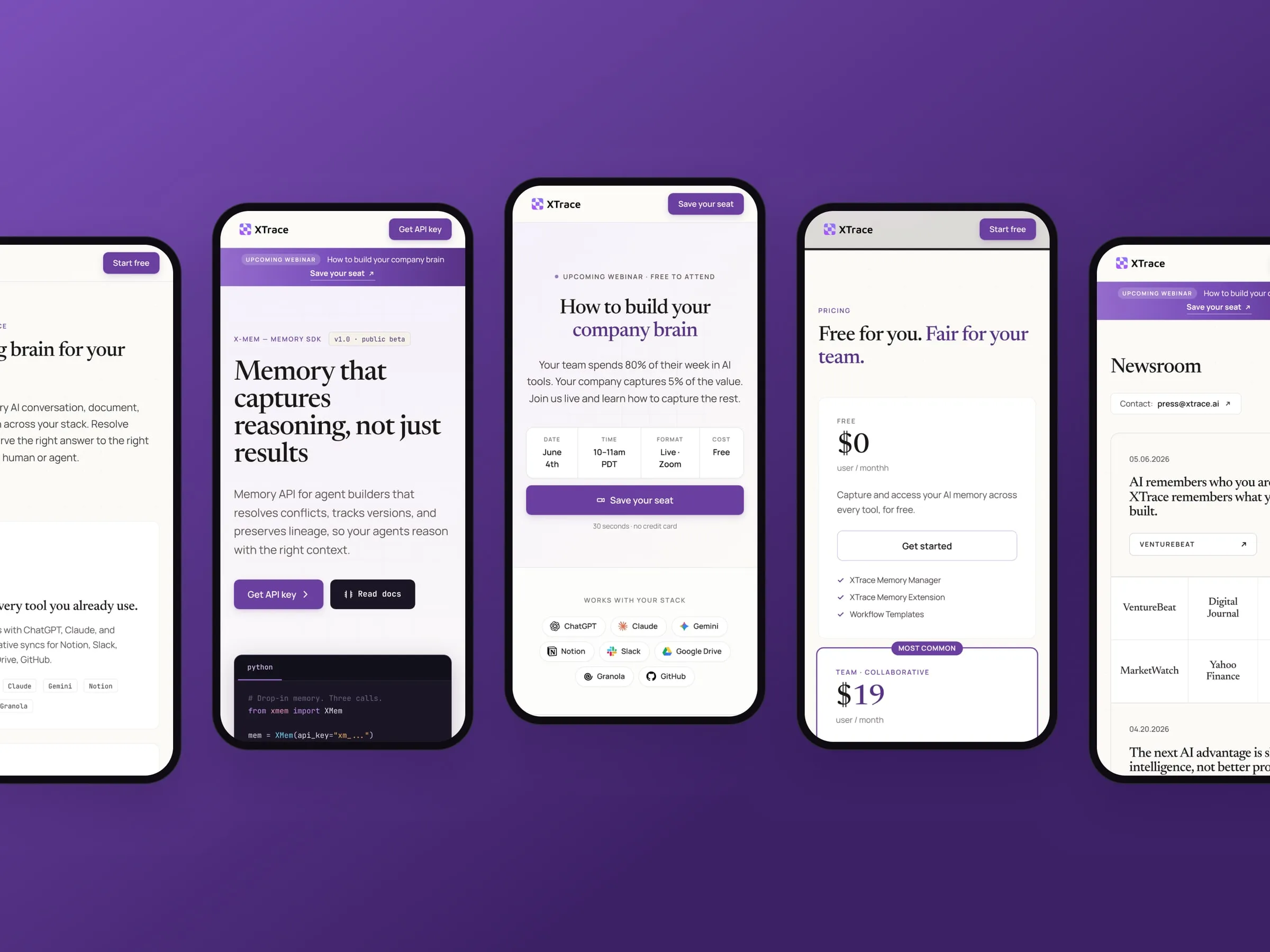 XTrace pages on mobile