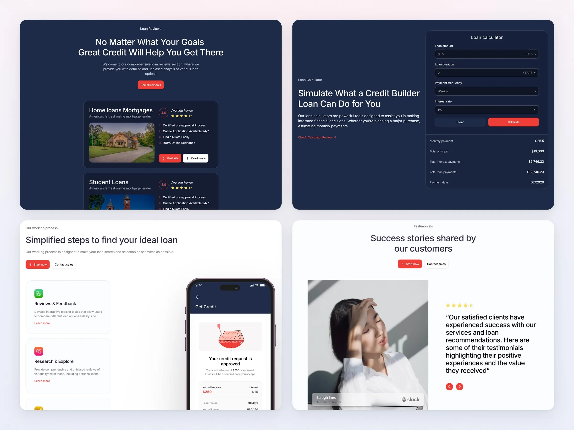 Close-ups of Chedda homepage sections
