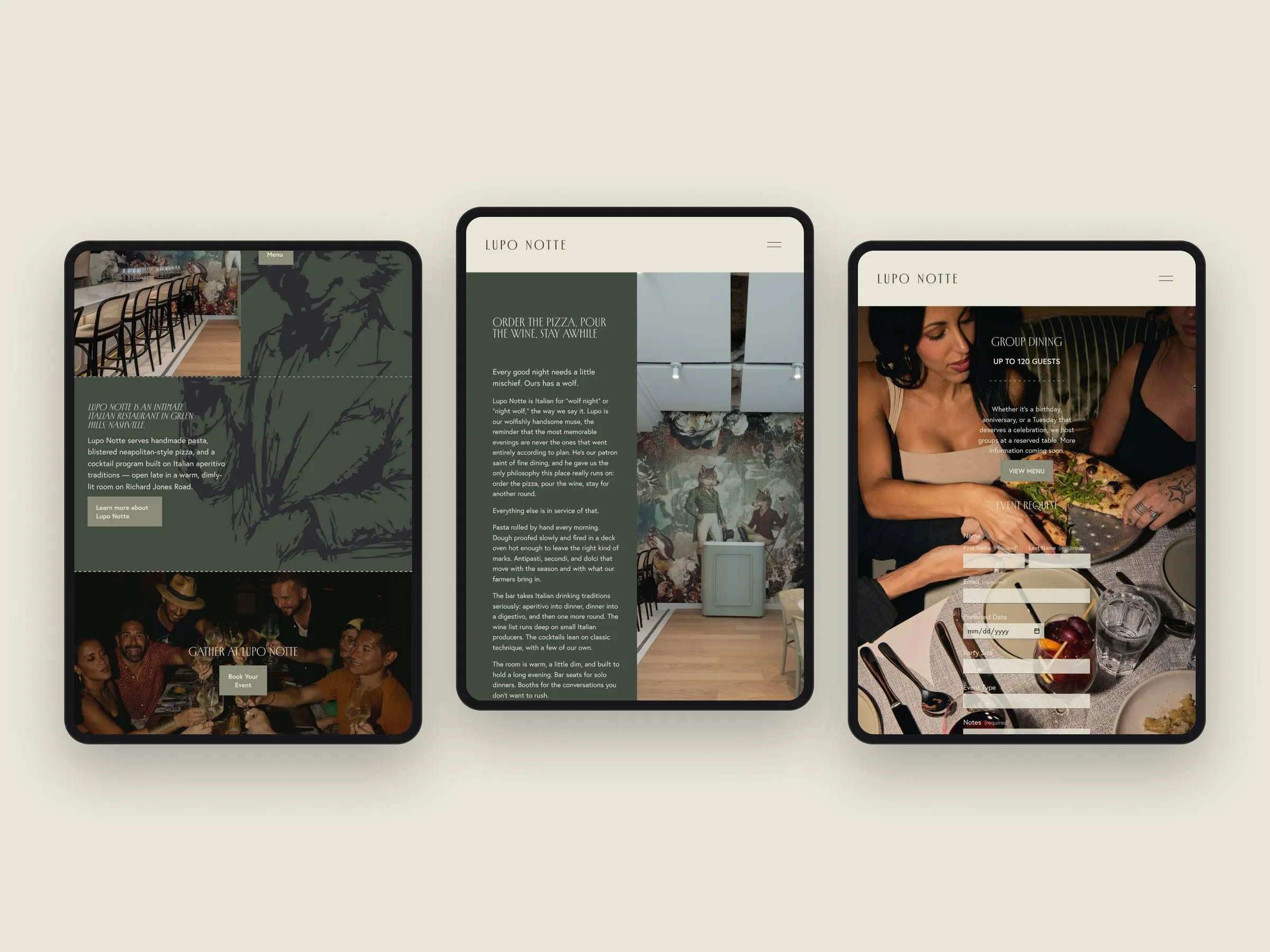 Lupo Notte pages on tablet