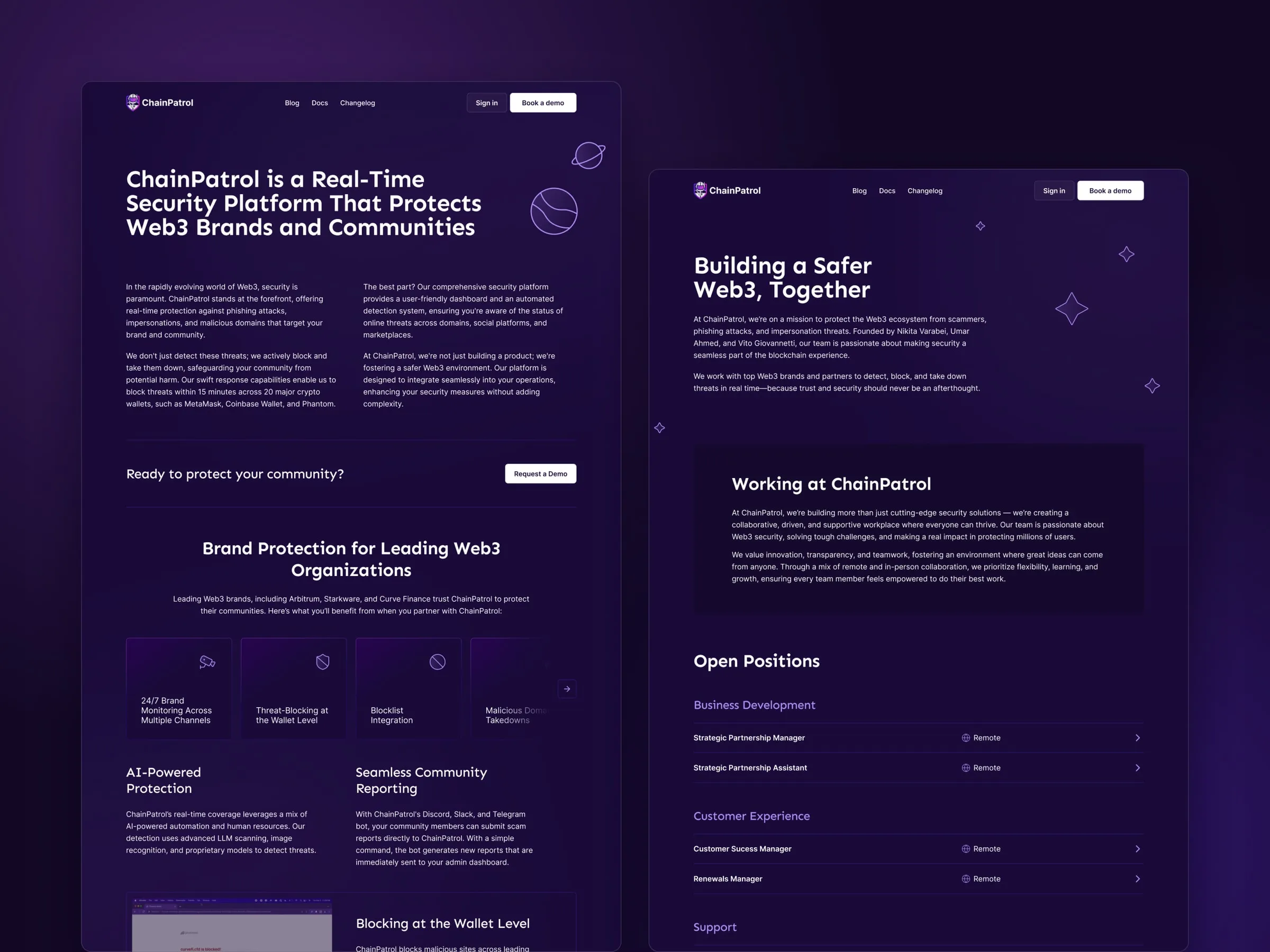 ChainPatrol about and careers pages