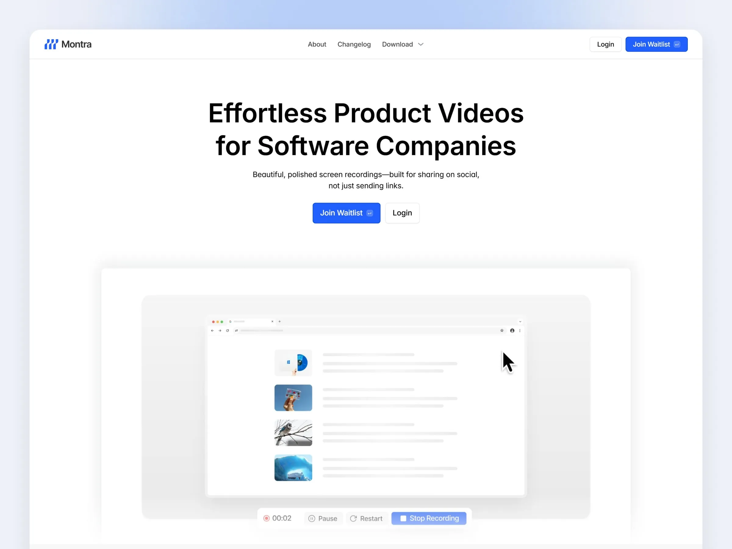 Hero of Montra's final product site for software companies