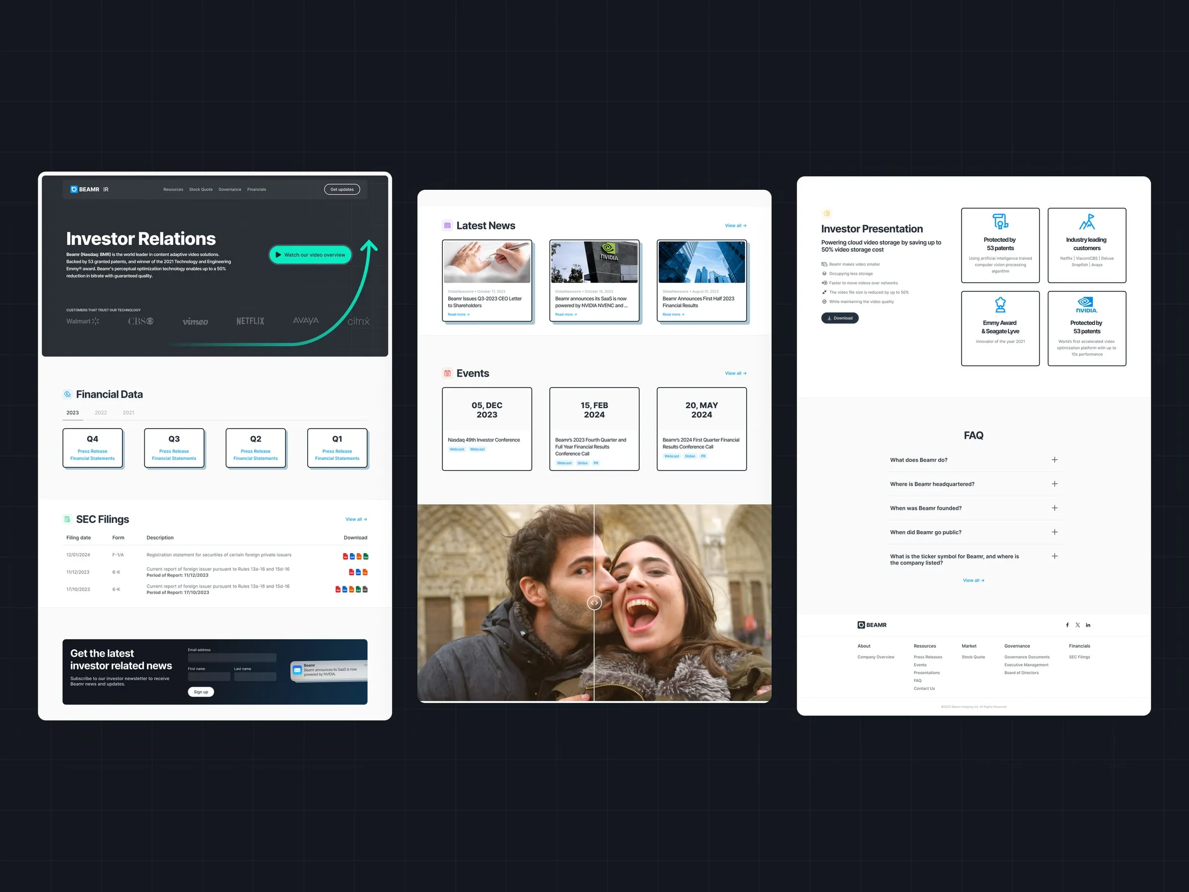 Beamr investor relations homepage in full