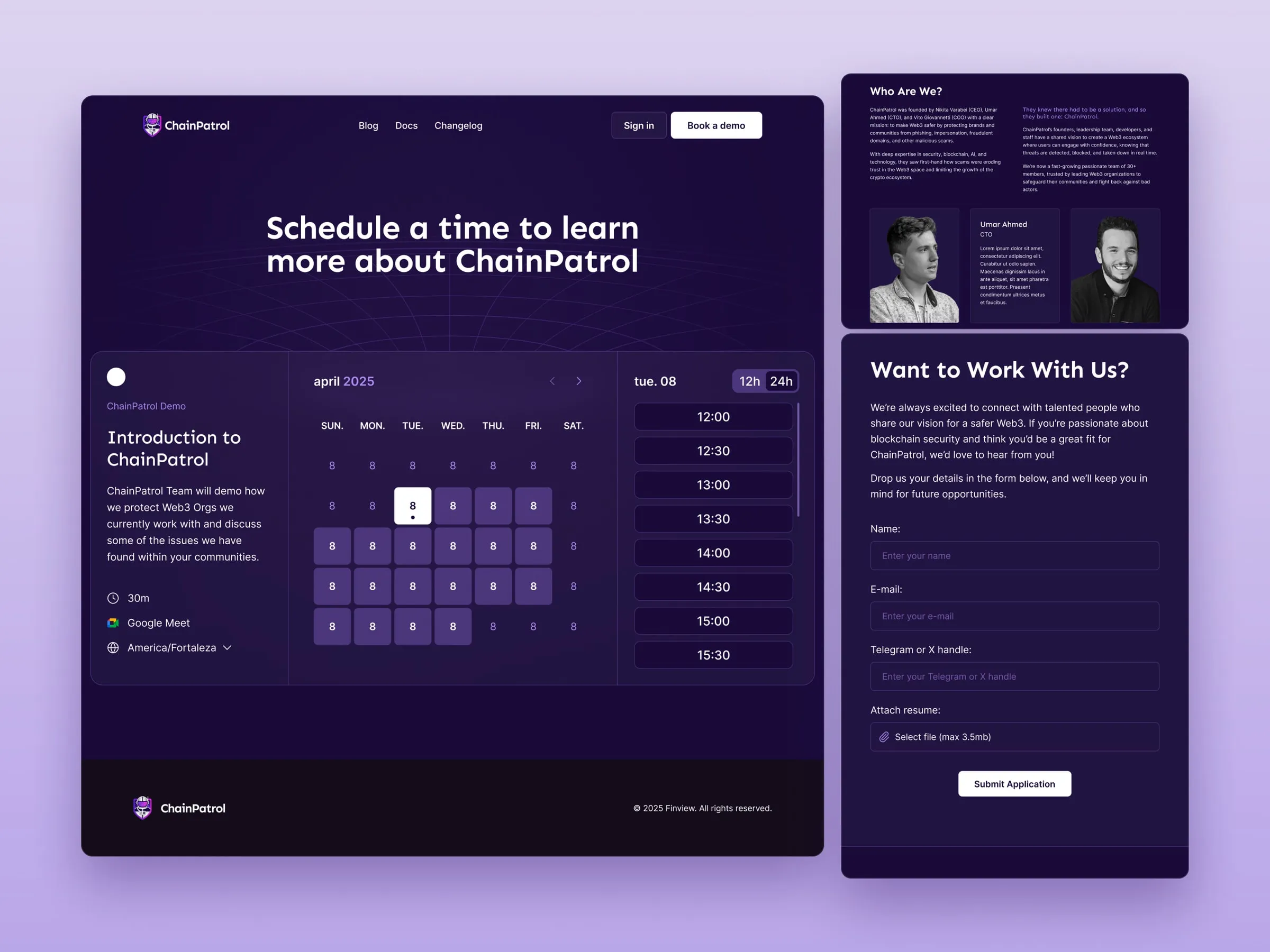 ChainPatrol demo booking, team and careers pages