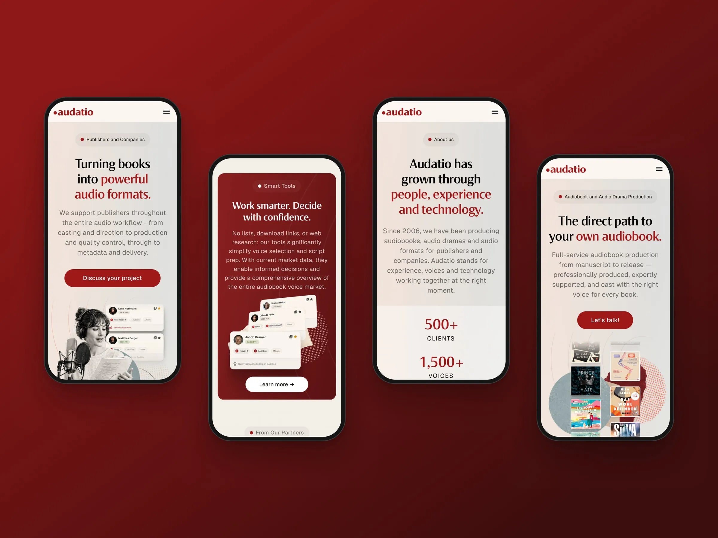 Audatio pages on mobile