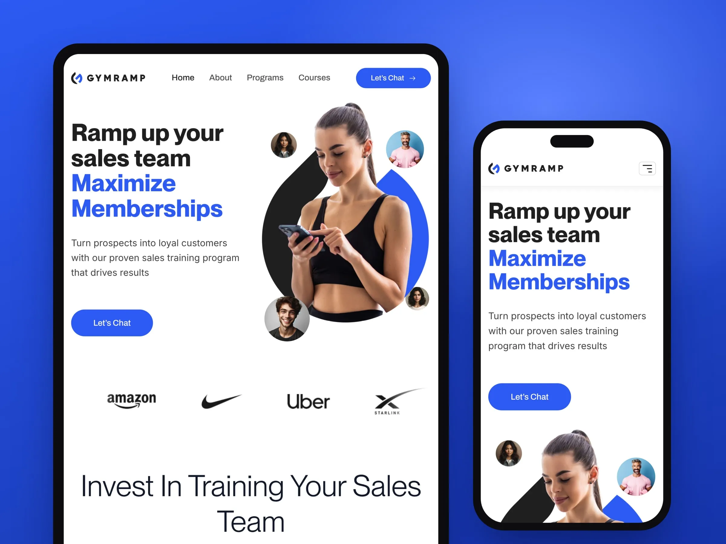 GymRamp homepage on tablet and mobile