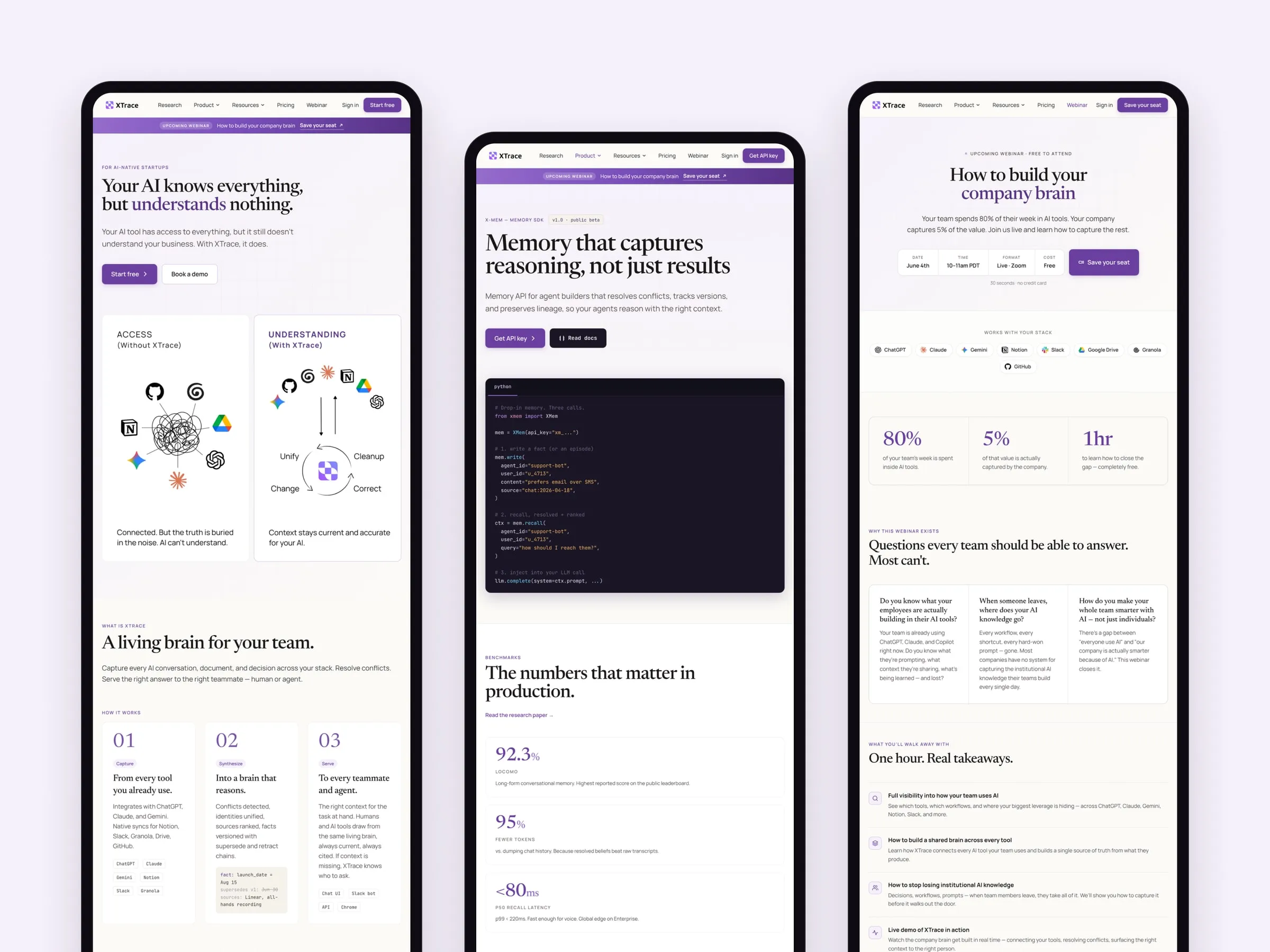 XTrace pages on tablet