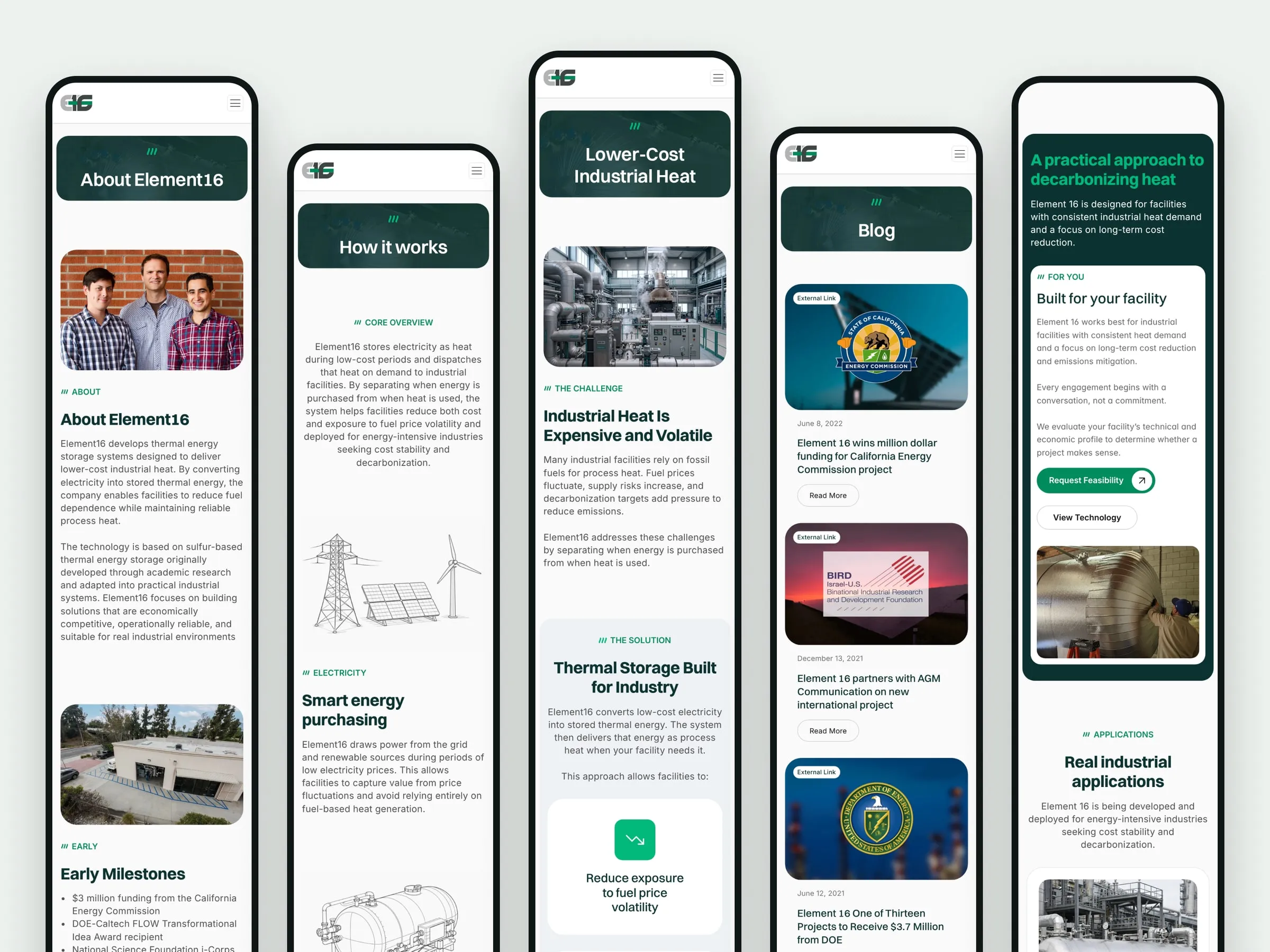 Element 16 mobile pages in full scroll