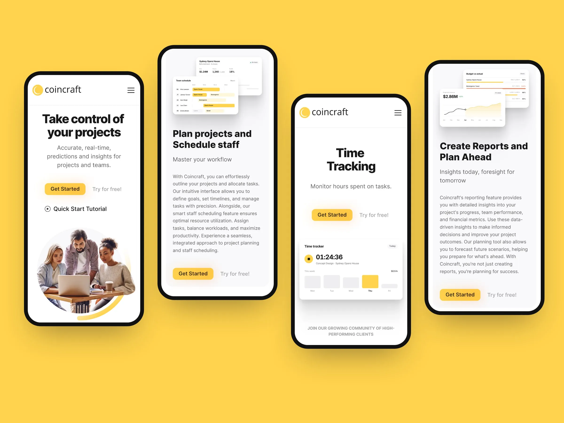 Coincraft pages on mobile