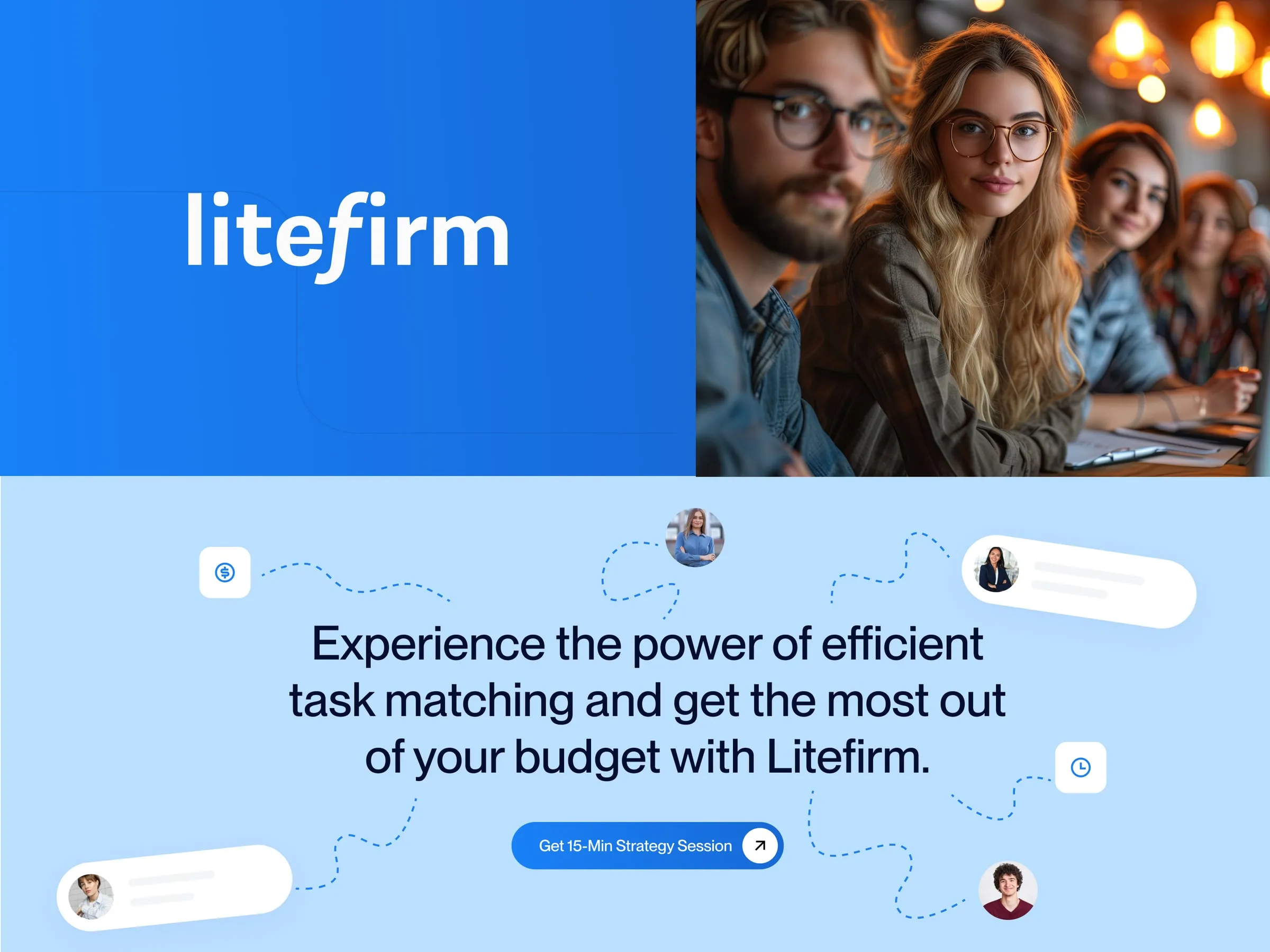 Litefirm brand banner and a strategy session call to action