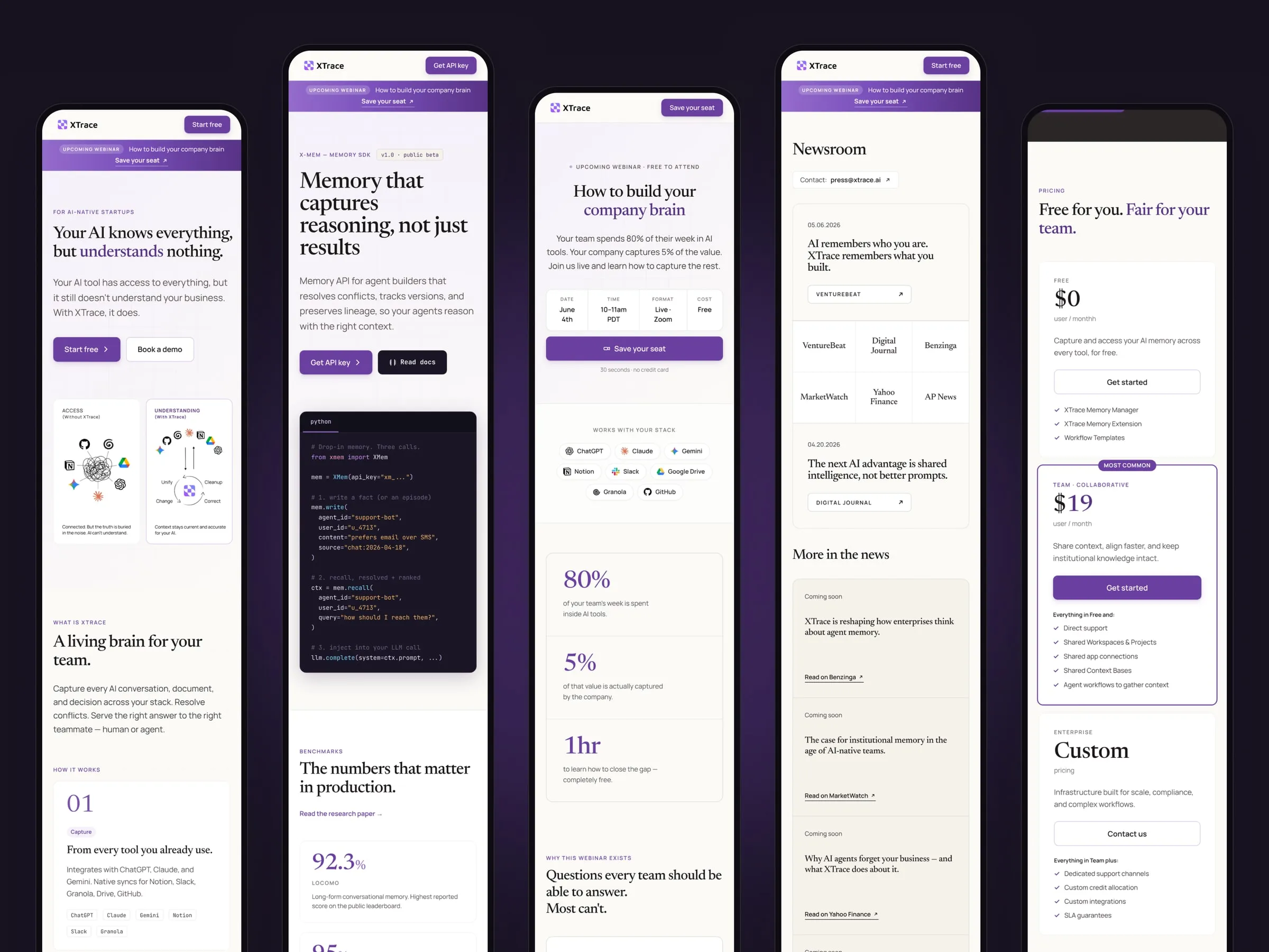 XTrace mobile pages in full scroll