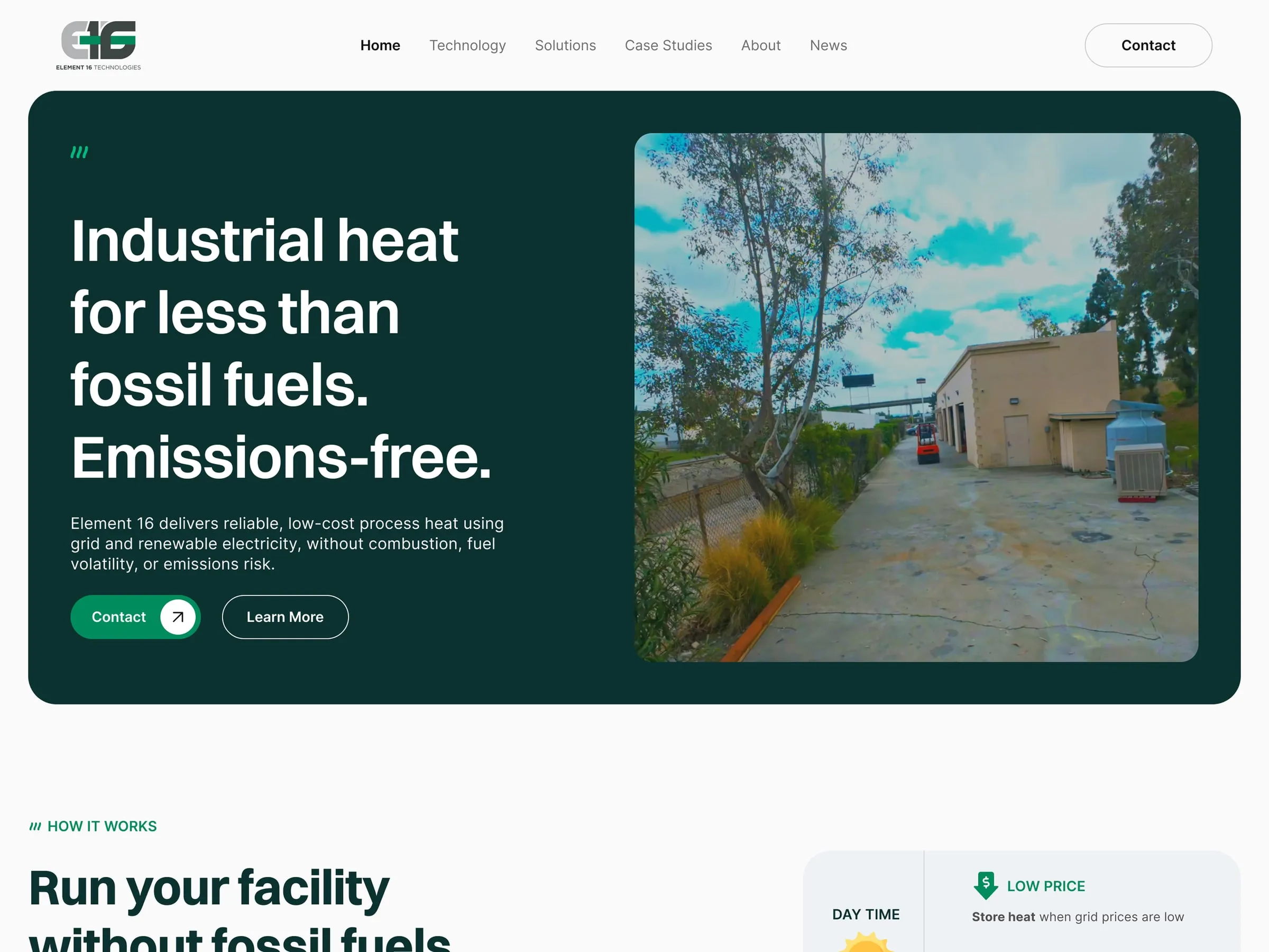 Element 16 home page hero before and after the redesign: after